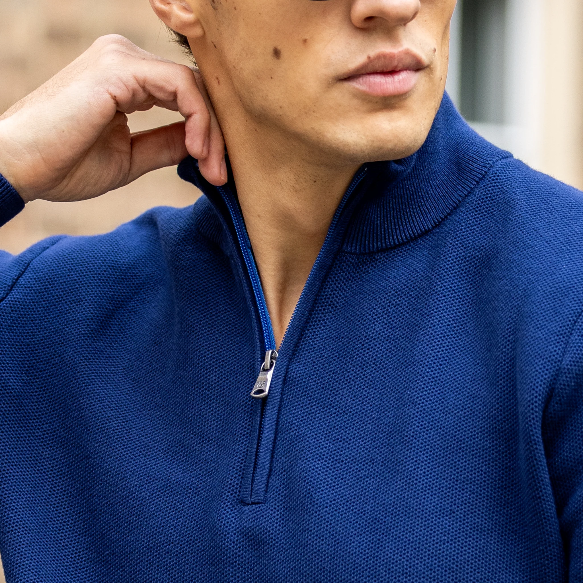 Ink Vineyard Waffle Knit Quarter Zip Sweater - Image 4