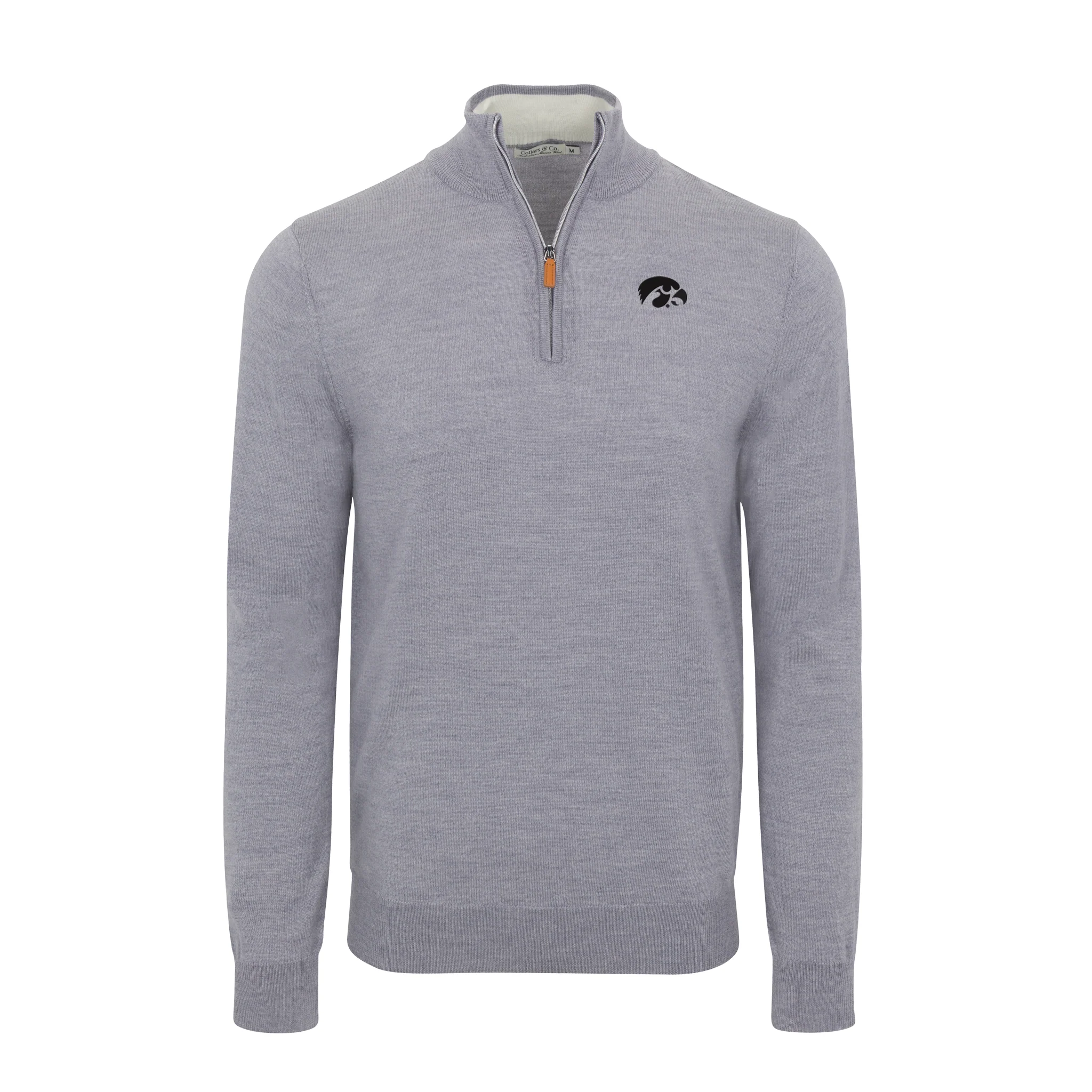 Iowa Grey Melange Cashmere Touch Australian Merino Quarter Zip Sweater