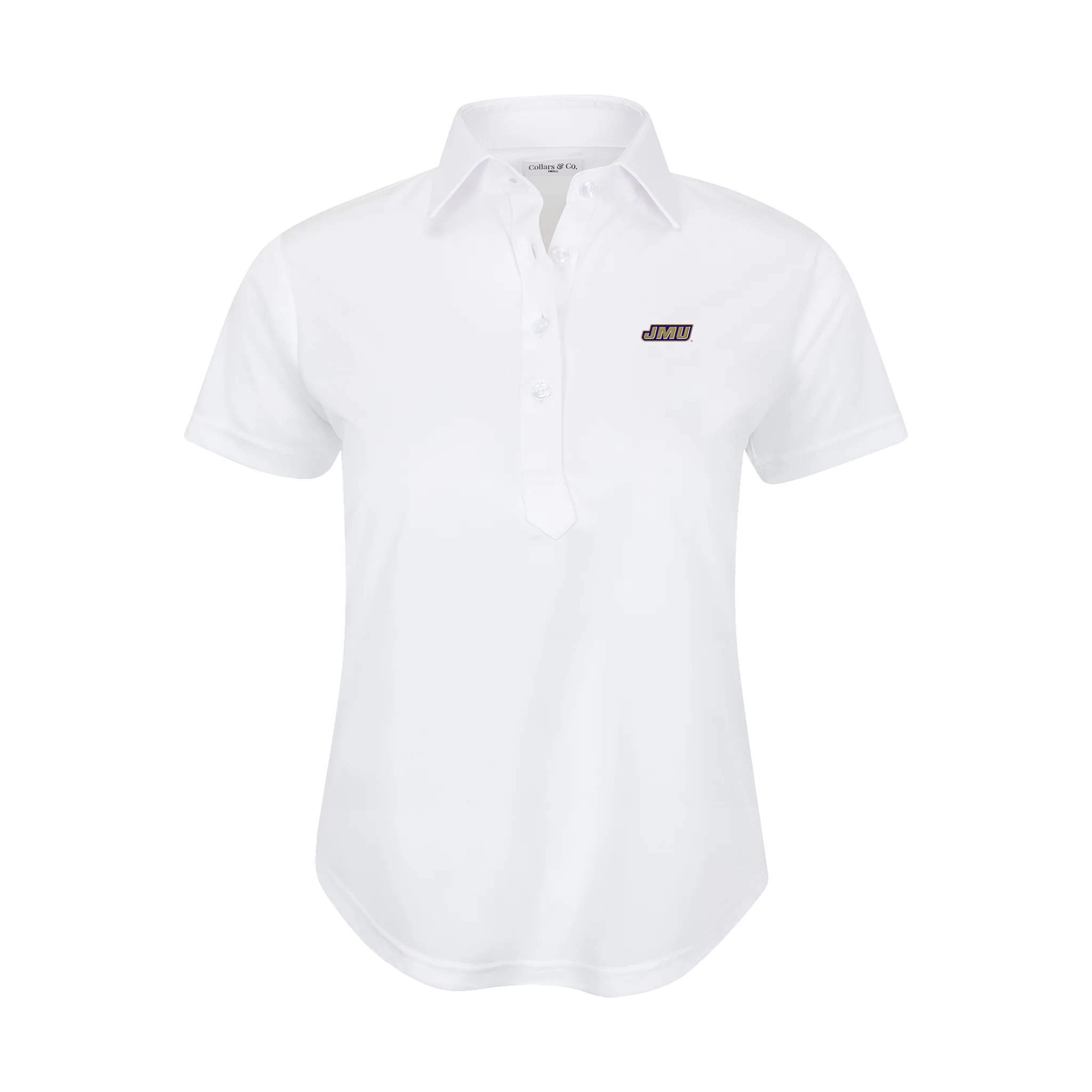 James Madison Women's Cap Sleeve Semi Spread Polo White