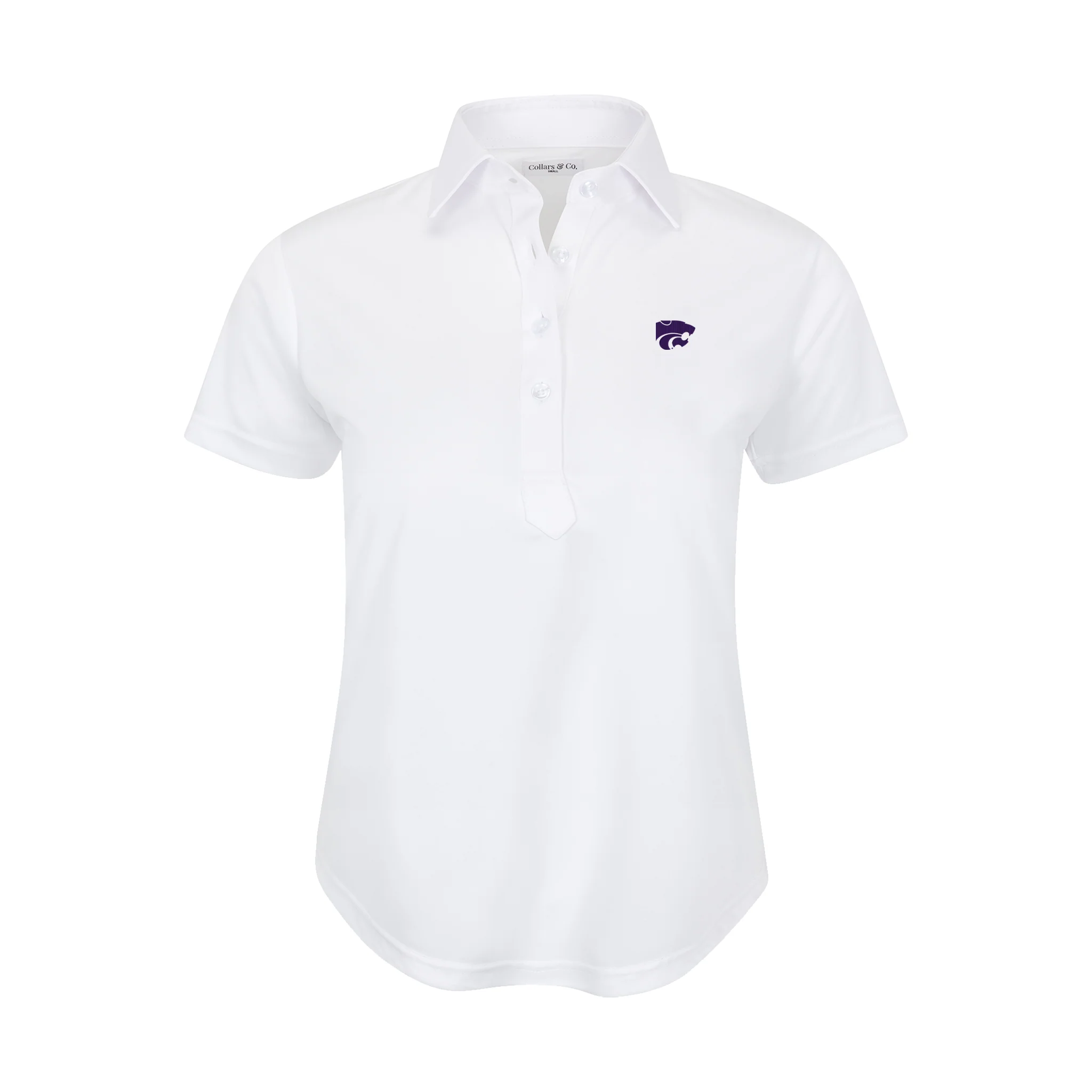 K-State Women's Cap Sleeve Semi Spread Polo White