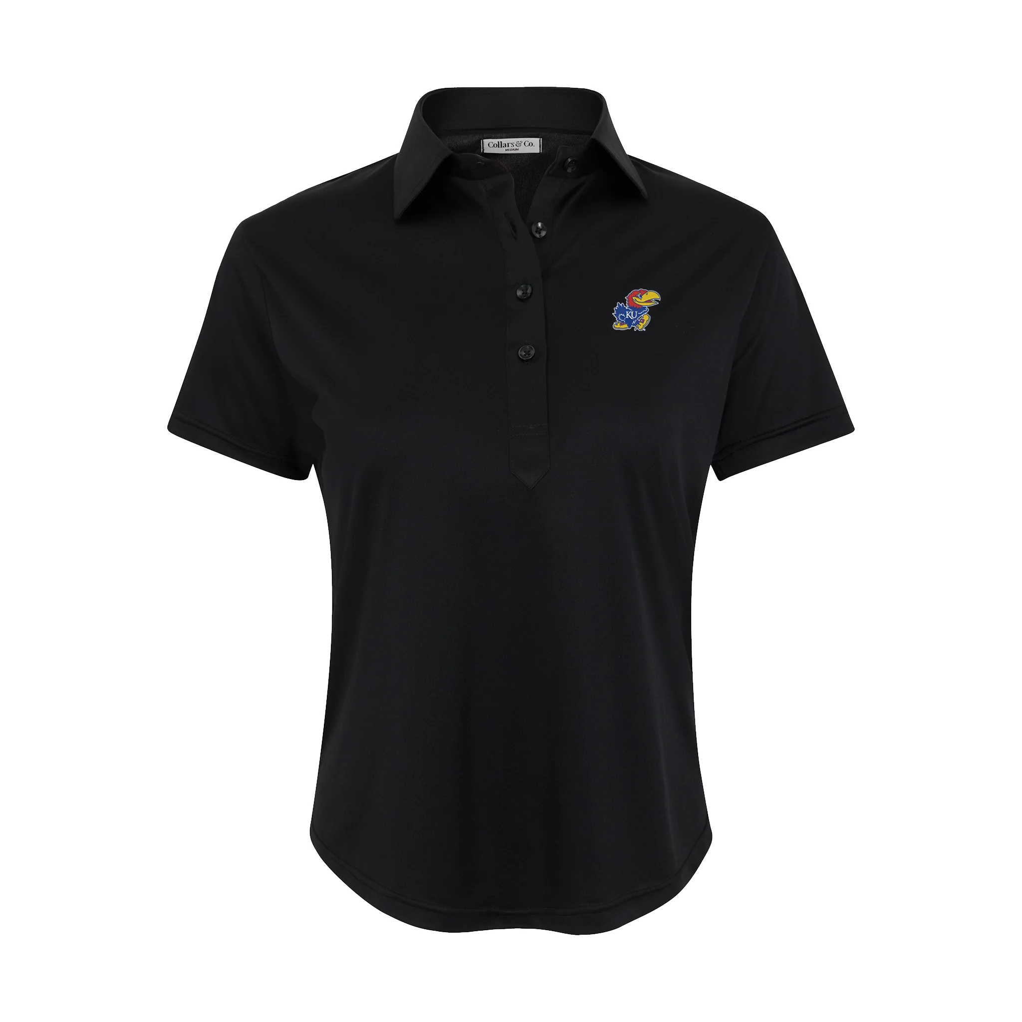 Kansas Women's Cap Sleeve Semi Spread Polo Black