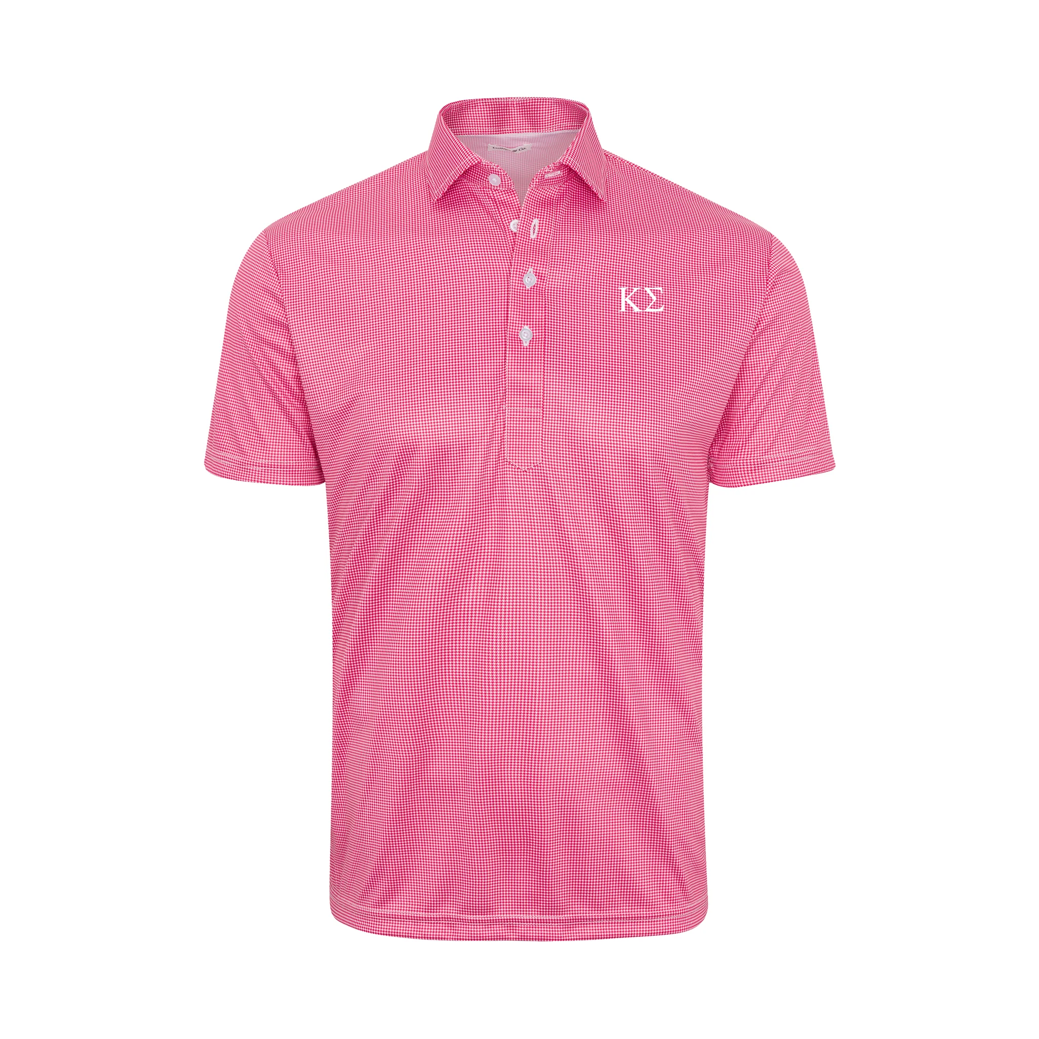 Kappa Sigma Semi-Spread Collar Polo Red Houndstooth