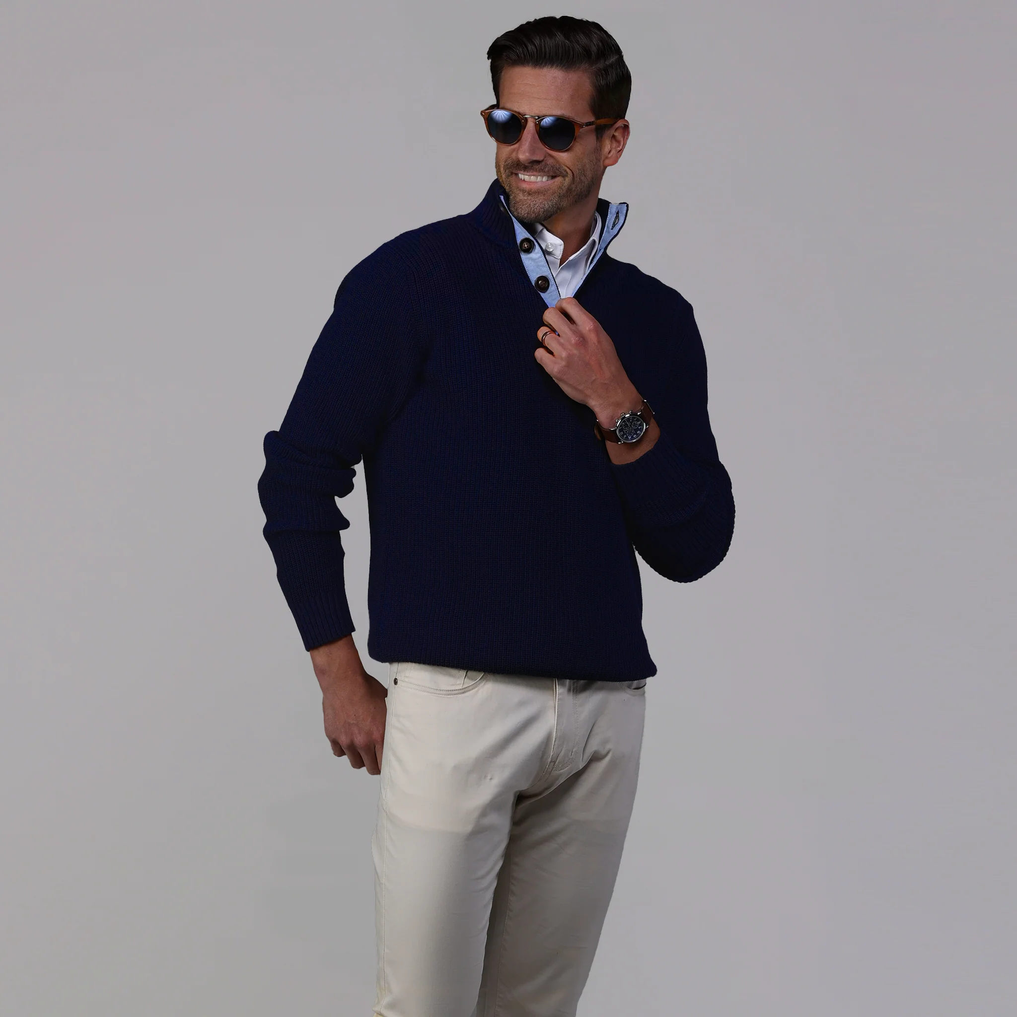 Kennebunkport Navy Cotton Sweater - Image 4