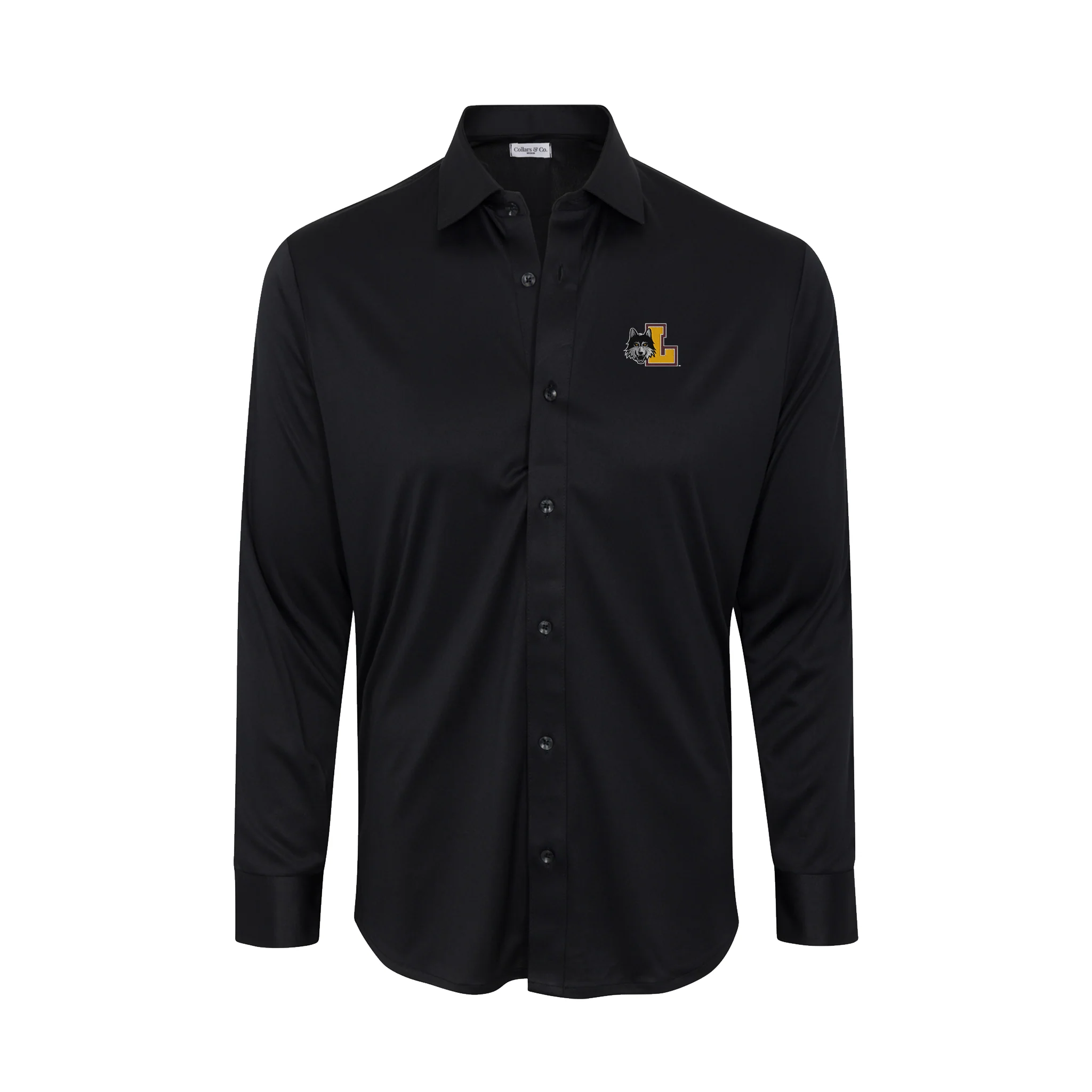 Loyola Chicago Quattro Flex Dress Shirt with Semi-Spread Collar Black