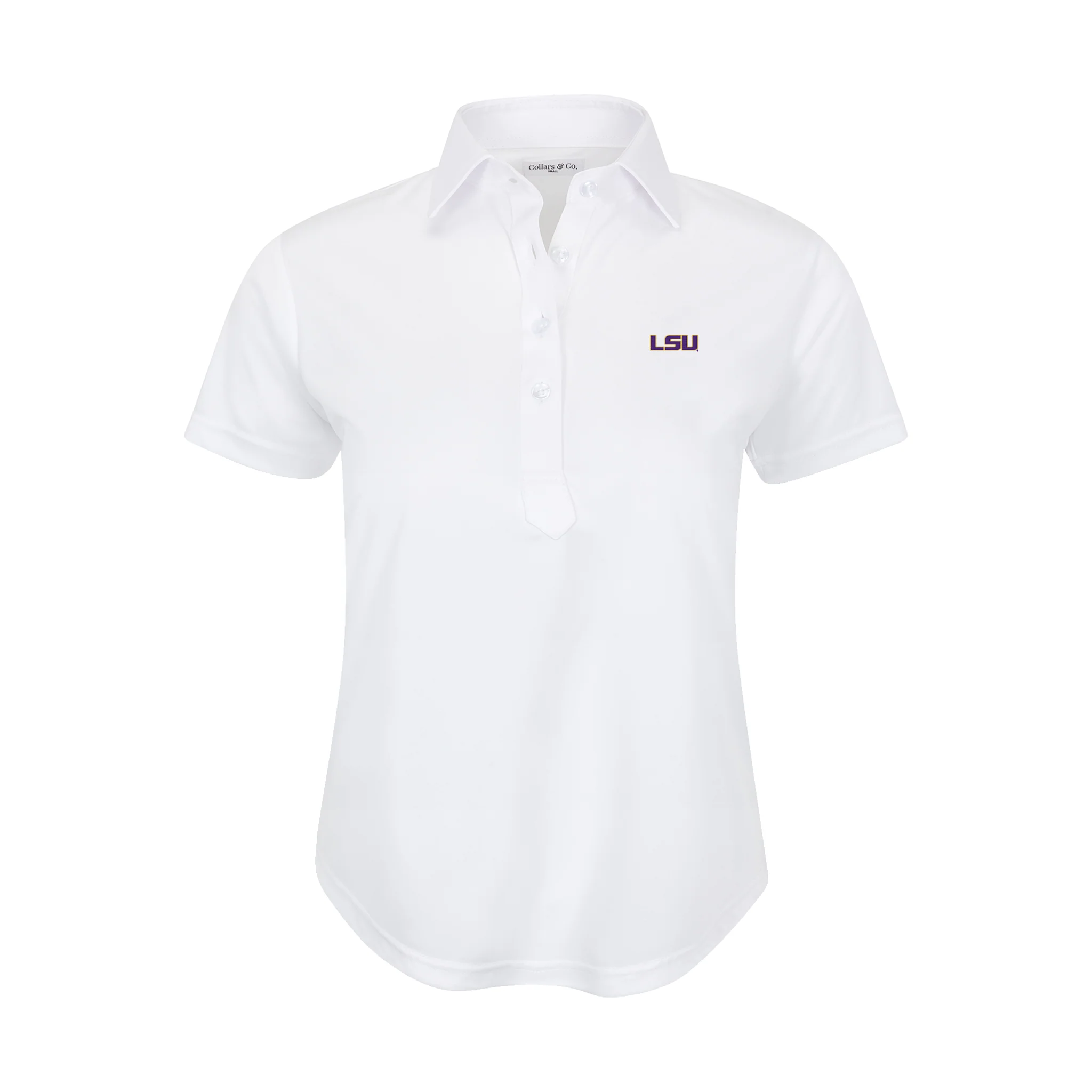 LSU Women's Cap Sleeve Semi Spread Polo White
