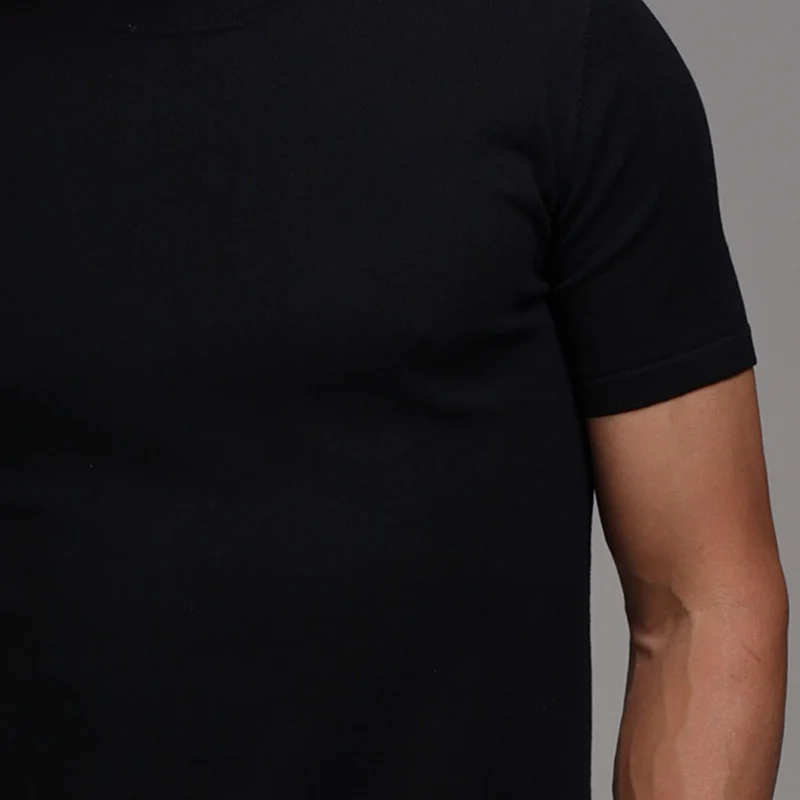 Lucca Luxury Touch Cotton and Silk T-Shirt Black - Image 4