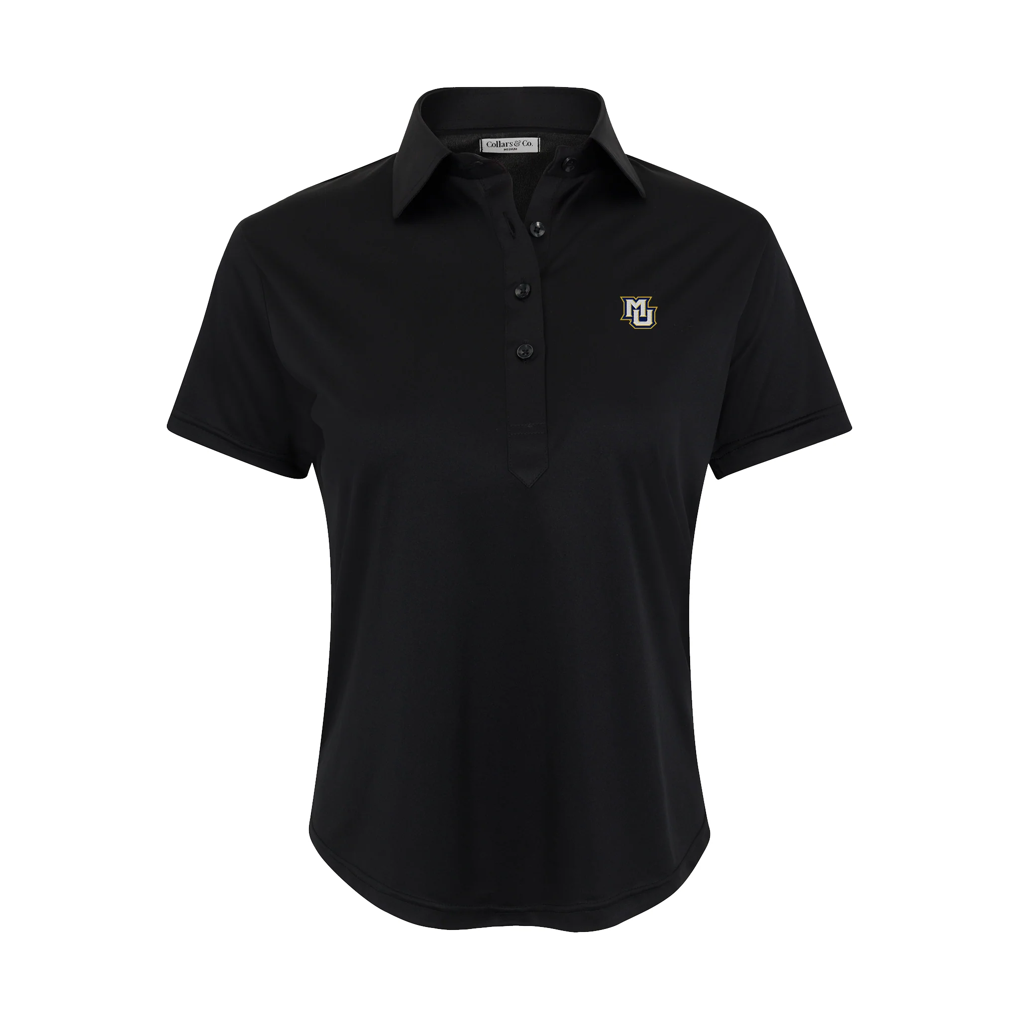 Marquette Women's Cap Sleeve Semi Spread Polo Black