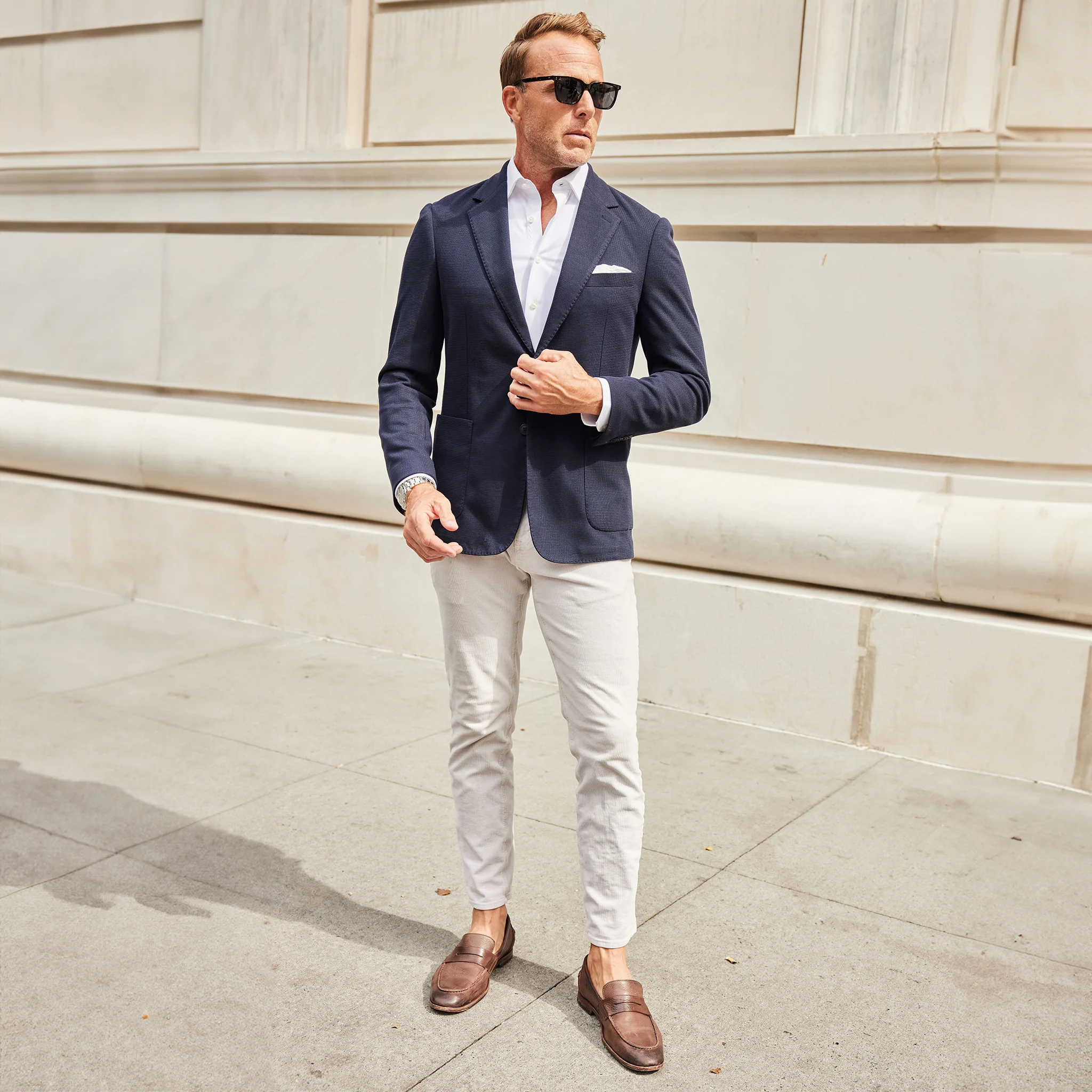 Maverick Knit Deconstructed Blazer Navy - Image 4