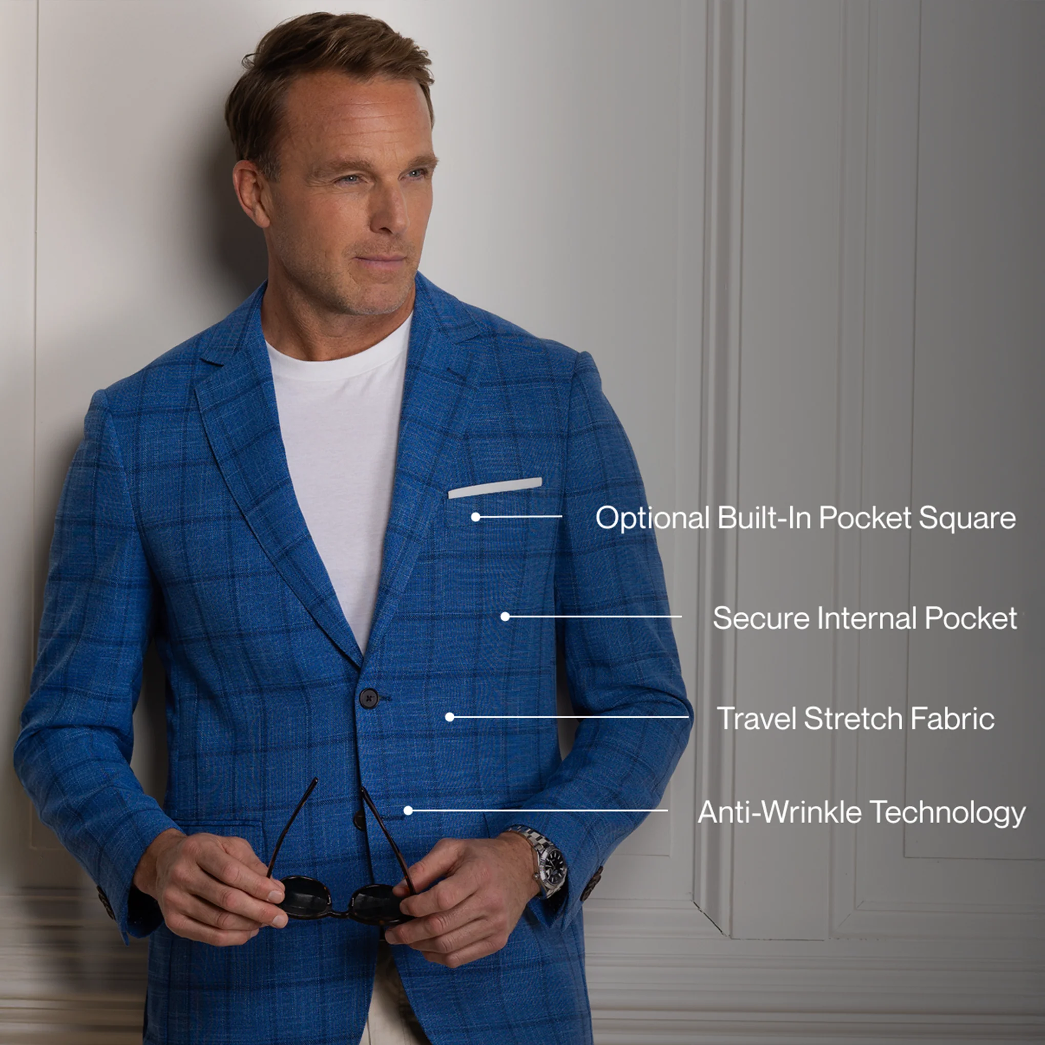 Maverick Travel Blazer Blue Windowpane - Image 5