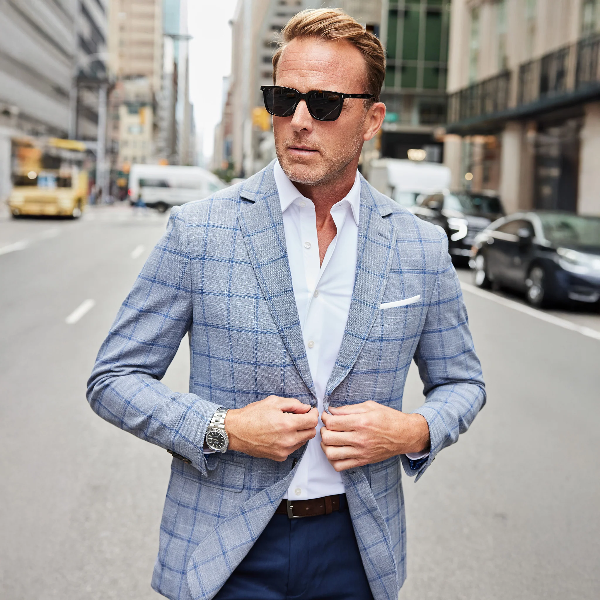 Maverick Travel Blazer Grey Windowpane