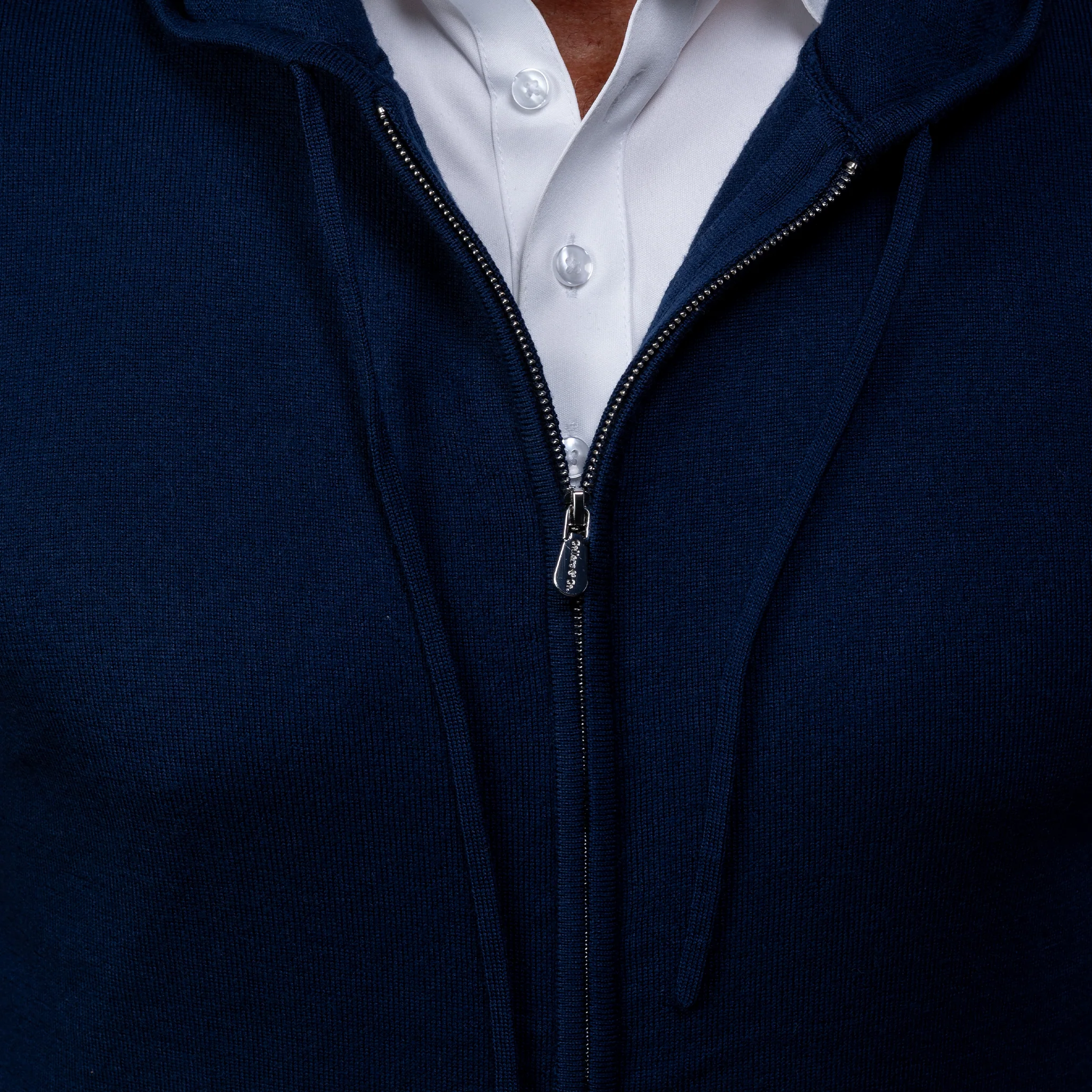 Melbourne Merino Hoodie Navy - Image 3