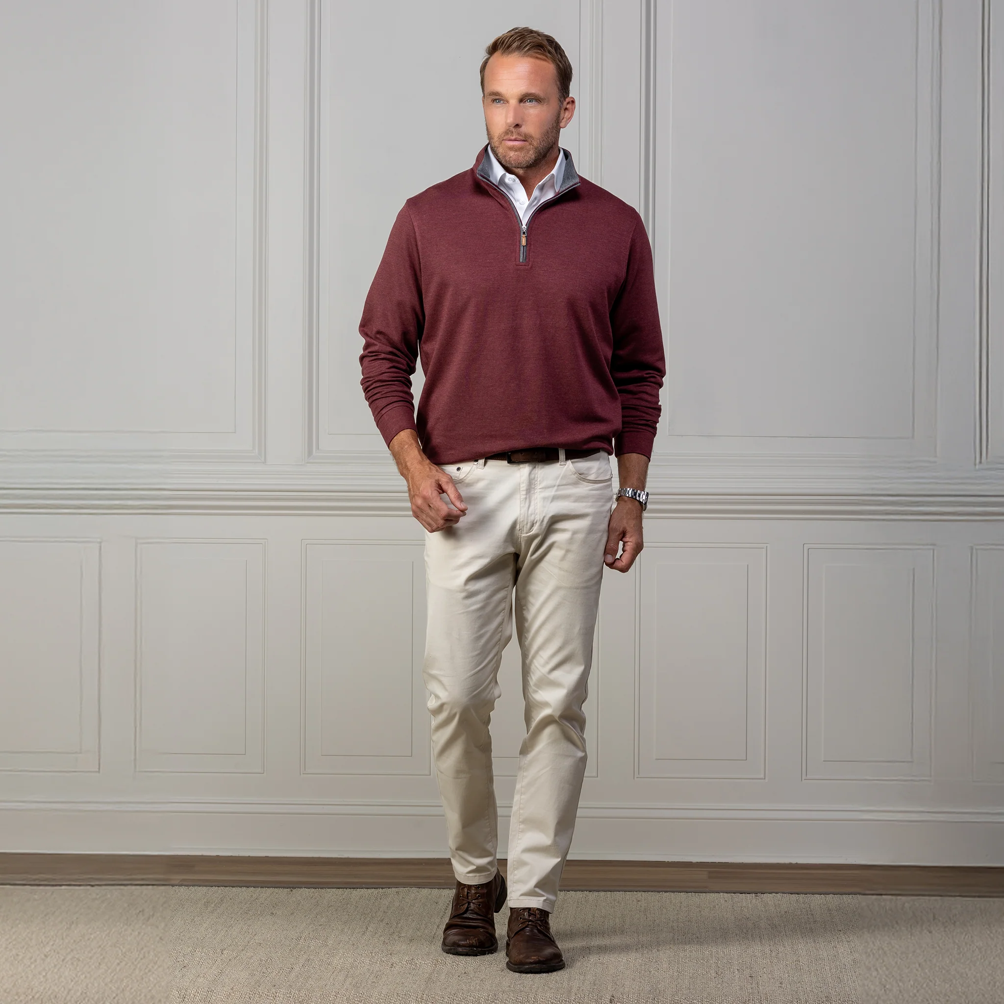 Merlot Heather Cloud Cotton Quarter Zip - Image 4