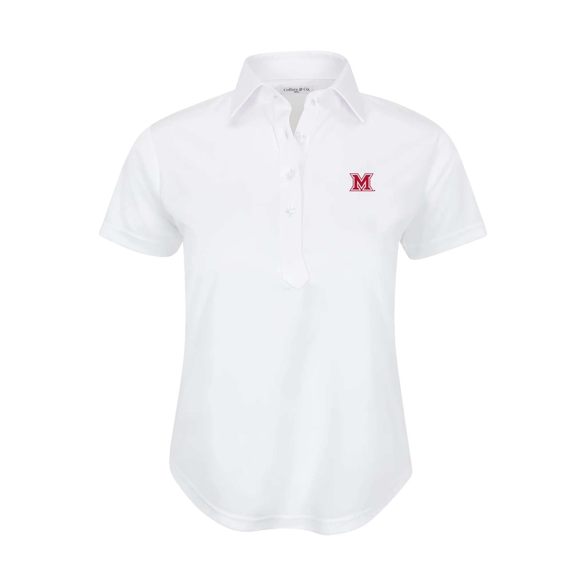 Miami Ohio Women's Cap Sleeve Semi Spread Polo White