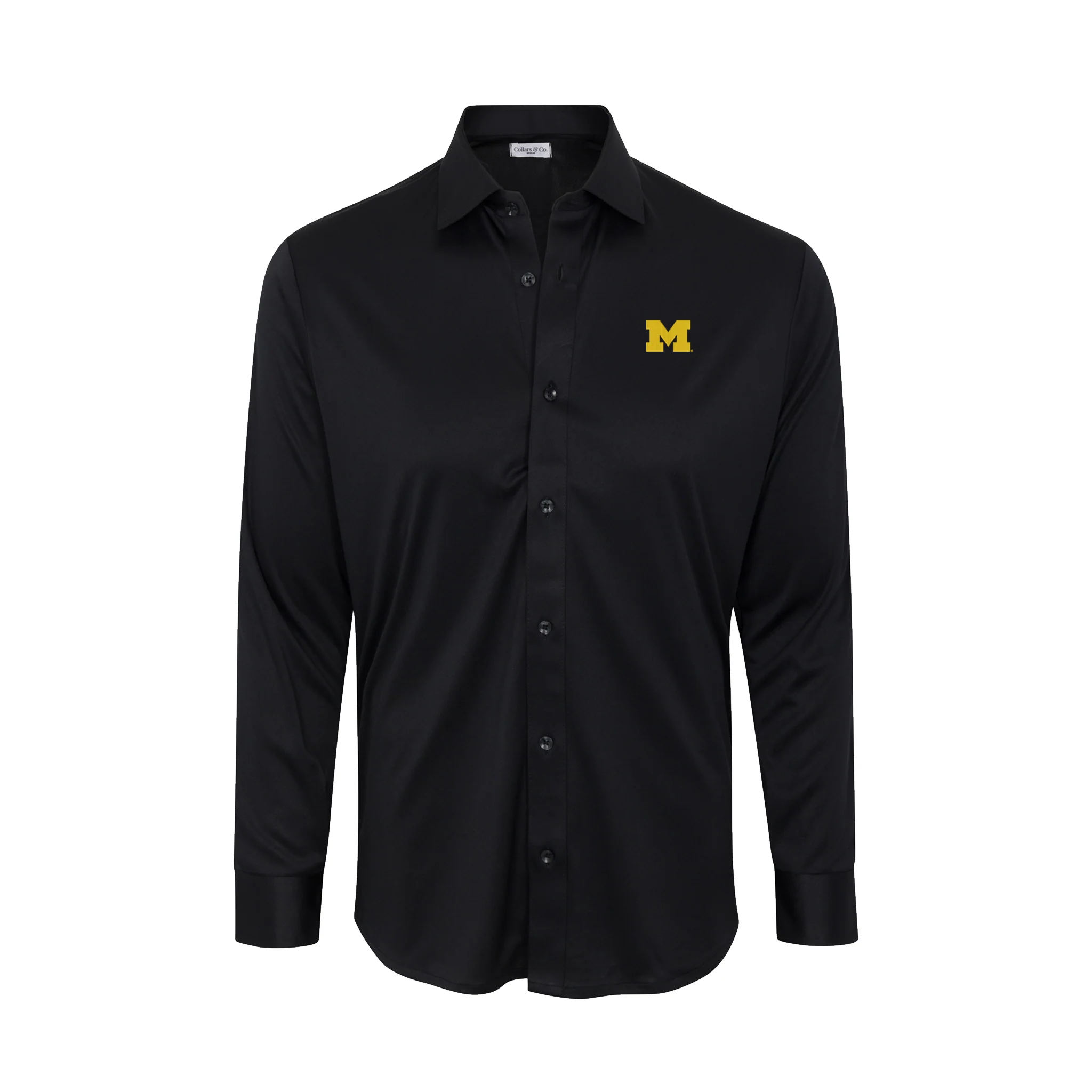 Michigan Quattro Flex Dress Shirt with Semi-Spread Collar Black