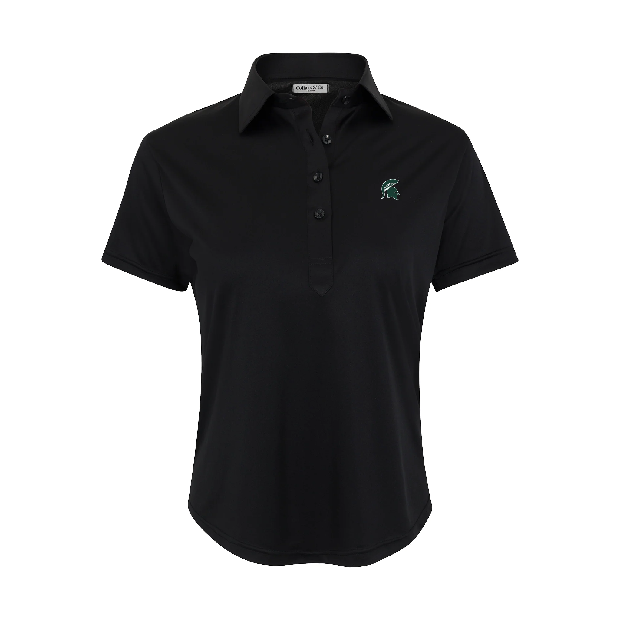 Michigan State Women's Cap Sleeve Semi Spread Polo Black
