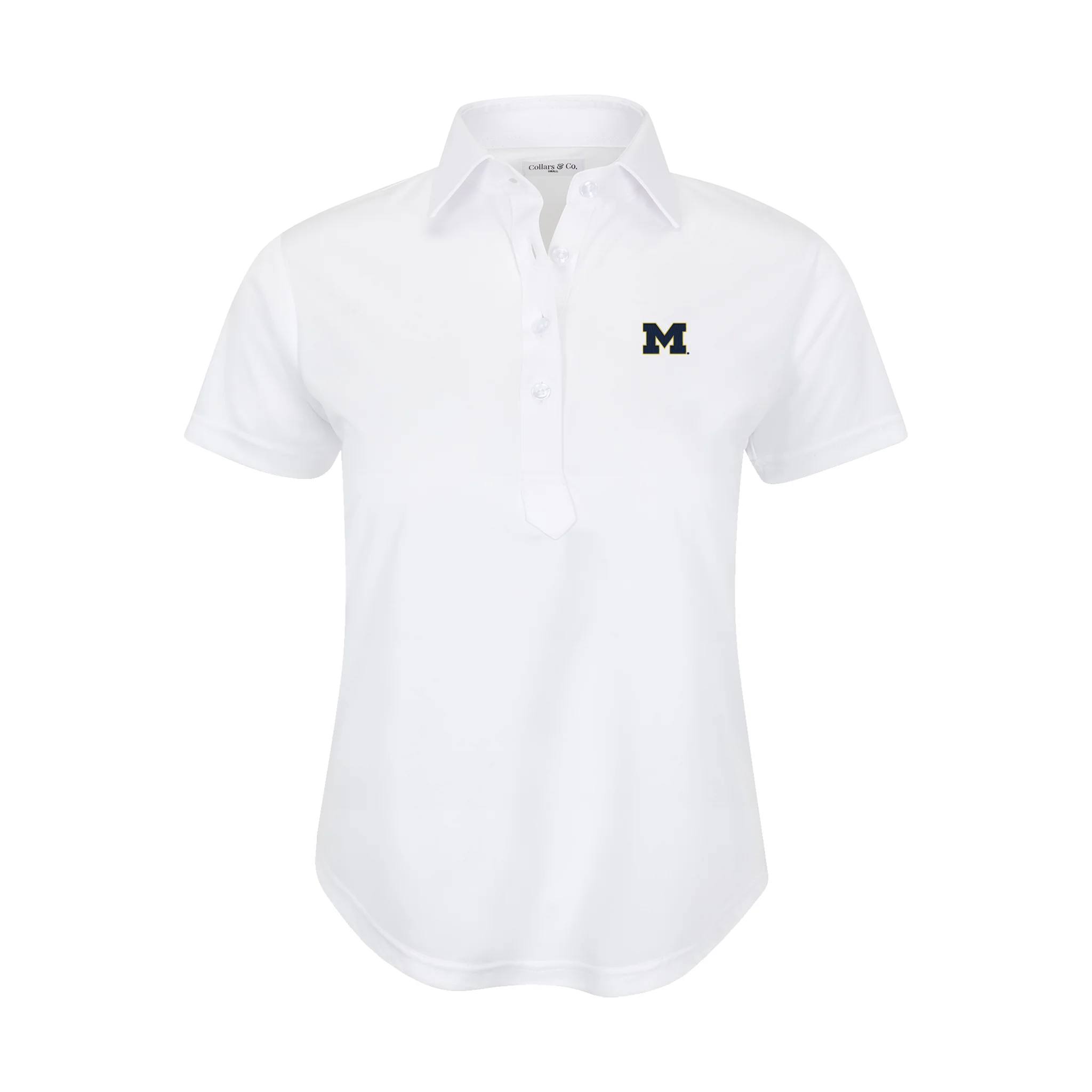 Michigan Women's Cap Sleeve Semi Spread Polo White
