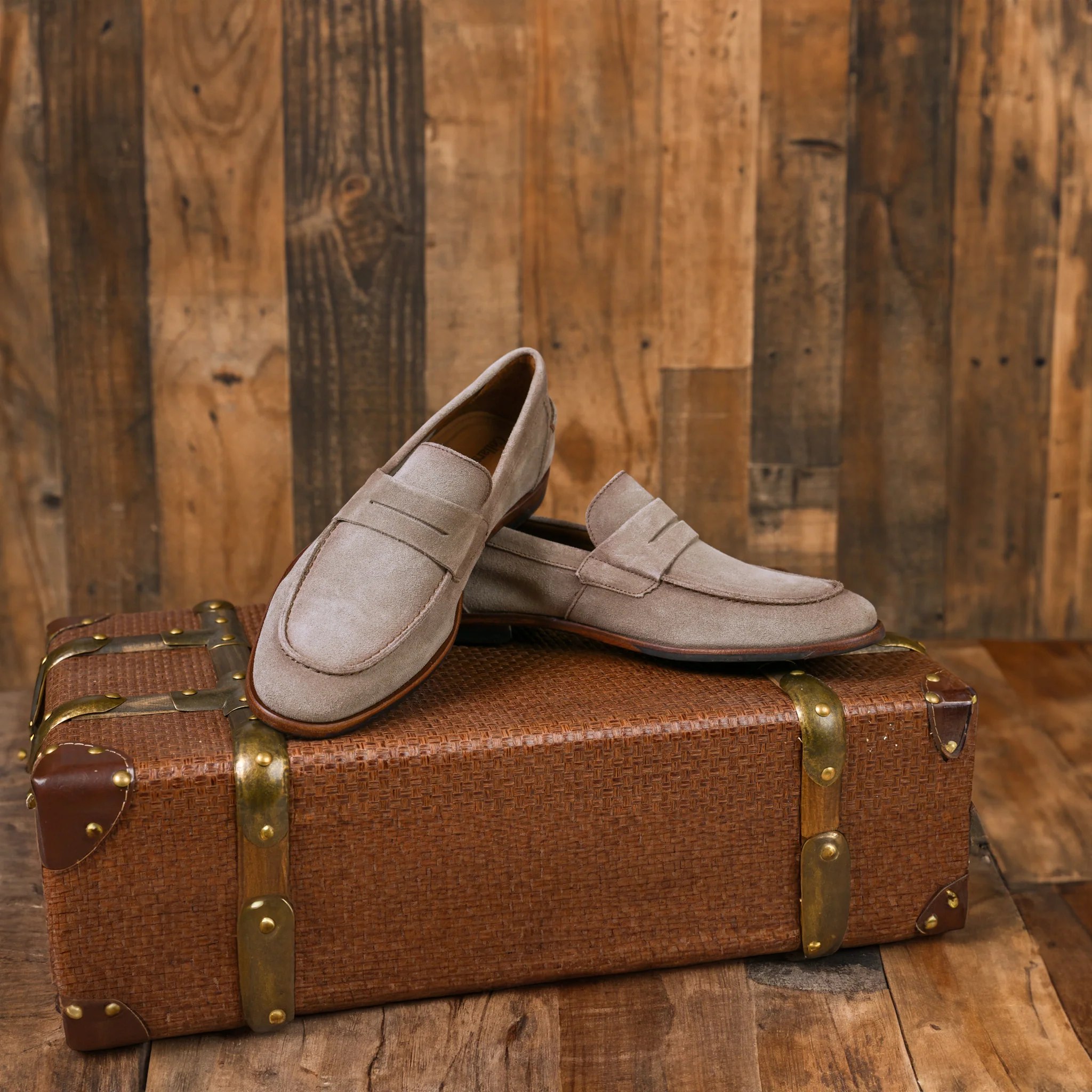 Naples Penny Loafers Pewter Grey Suede