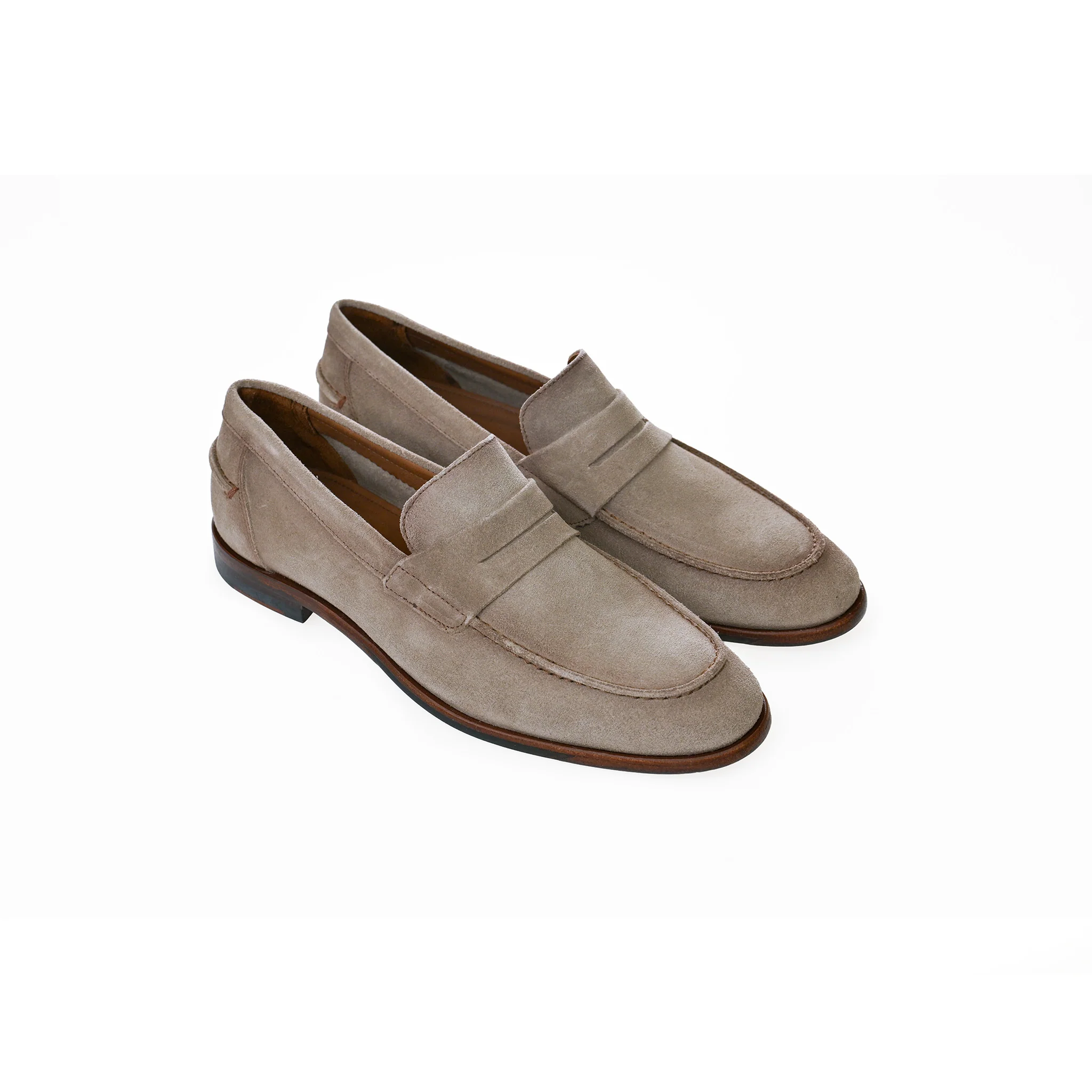 Naples Penny Loafers Pewter Grey Suede - Image 2