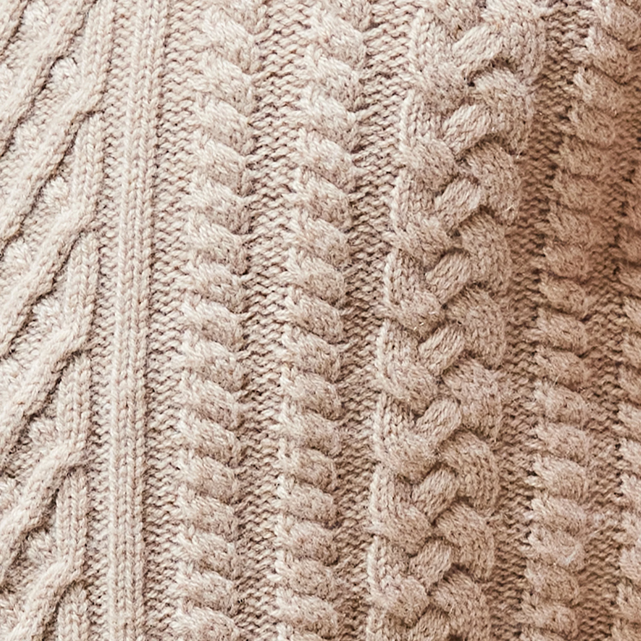 Napoli Cable Knit Quarter Zip Wool & Cashmere Sweater Oatmeal - Image 5