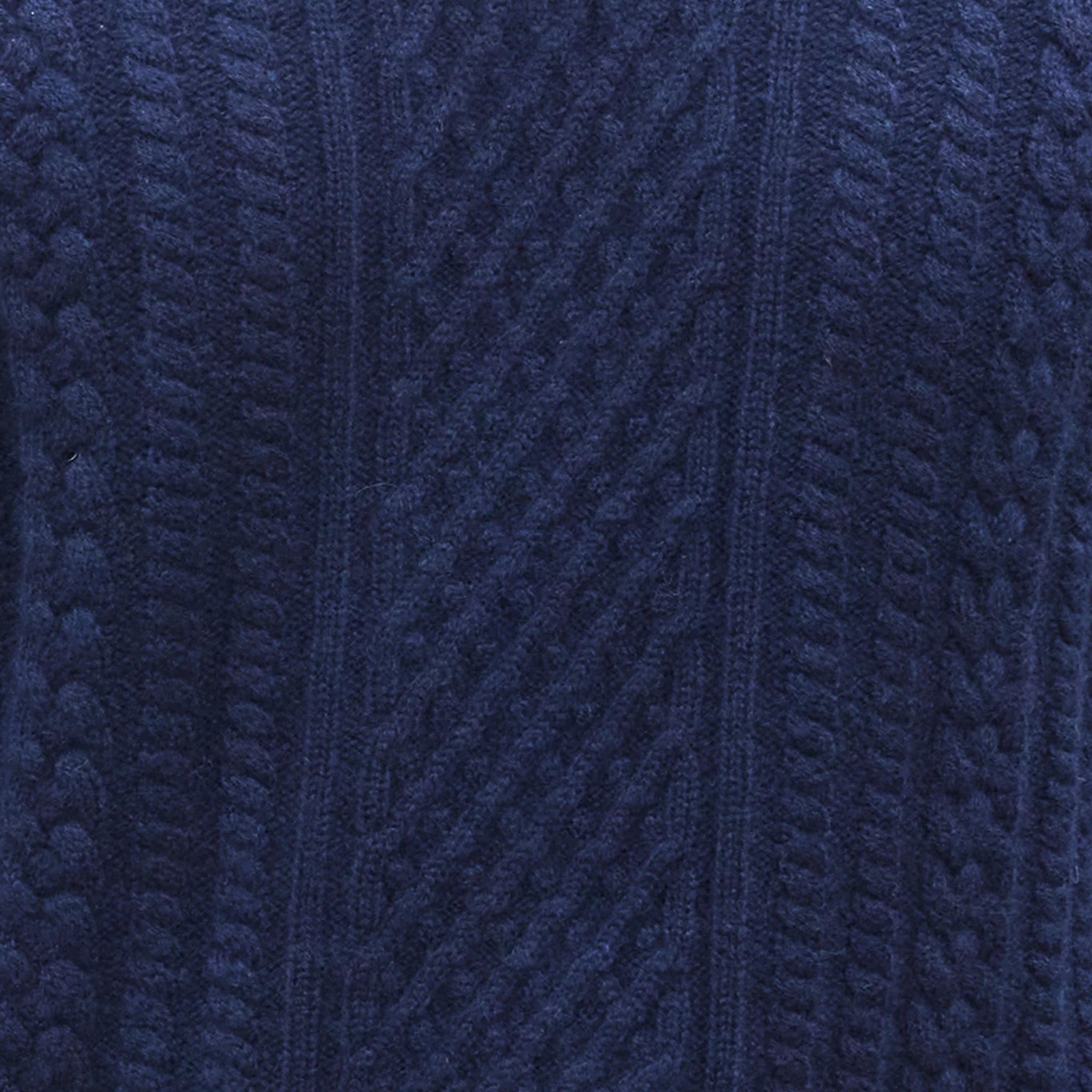 Napoli Cable Knit Quarter Zip Wool & Cashmere Sweater Navy - Image 5