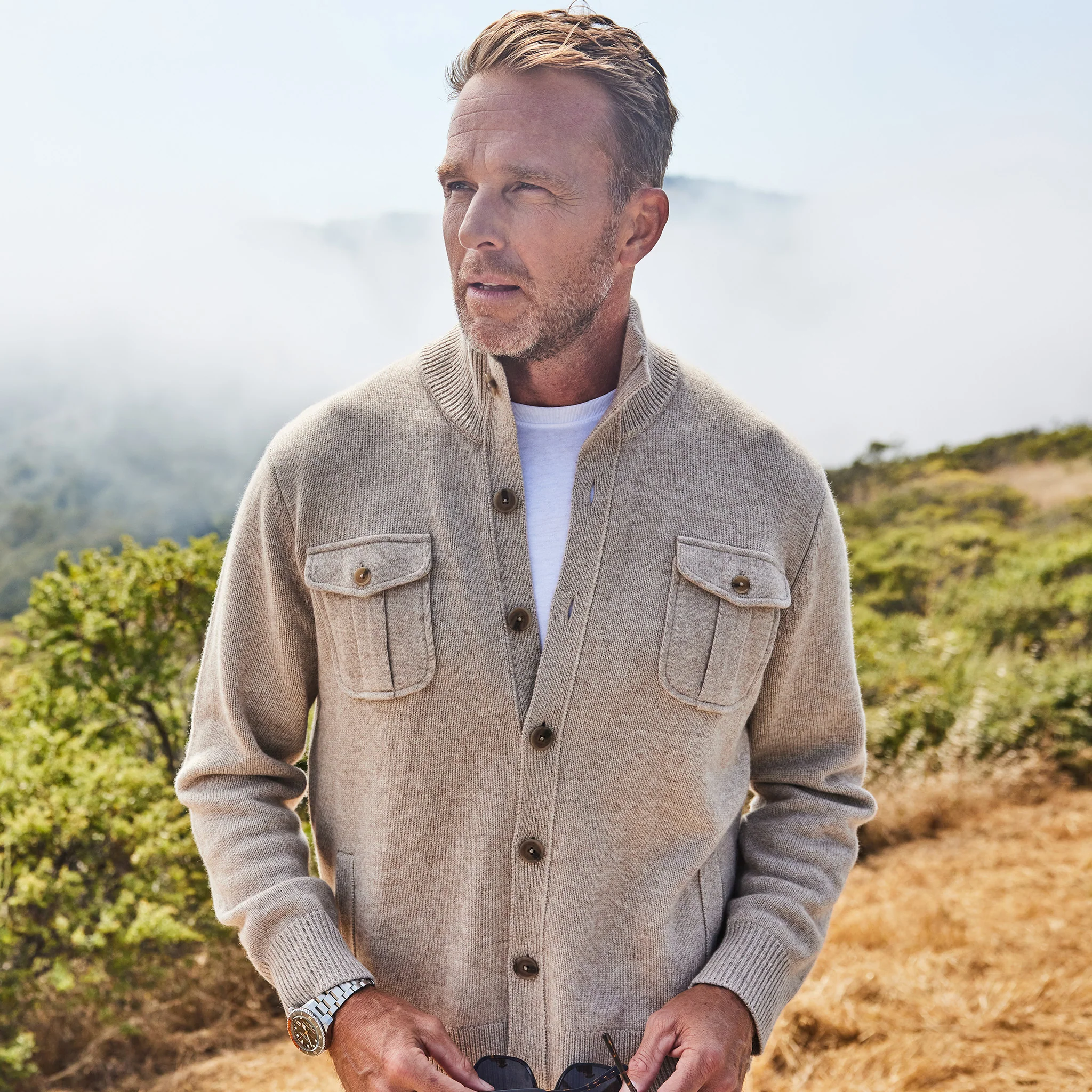 Napoli Cardigan in Wool & Cashmere Camel - Image 2