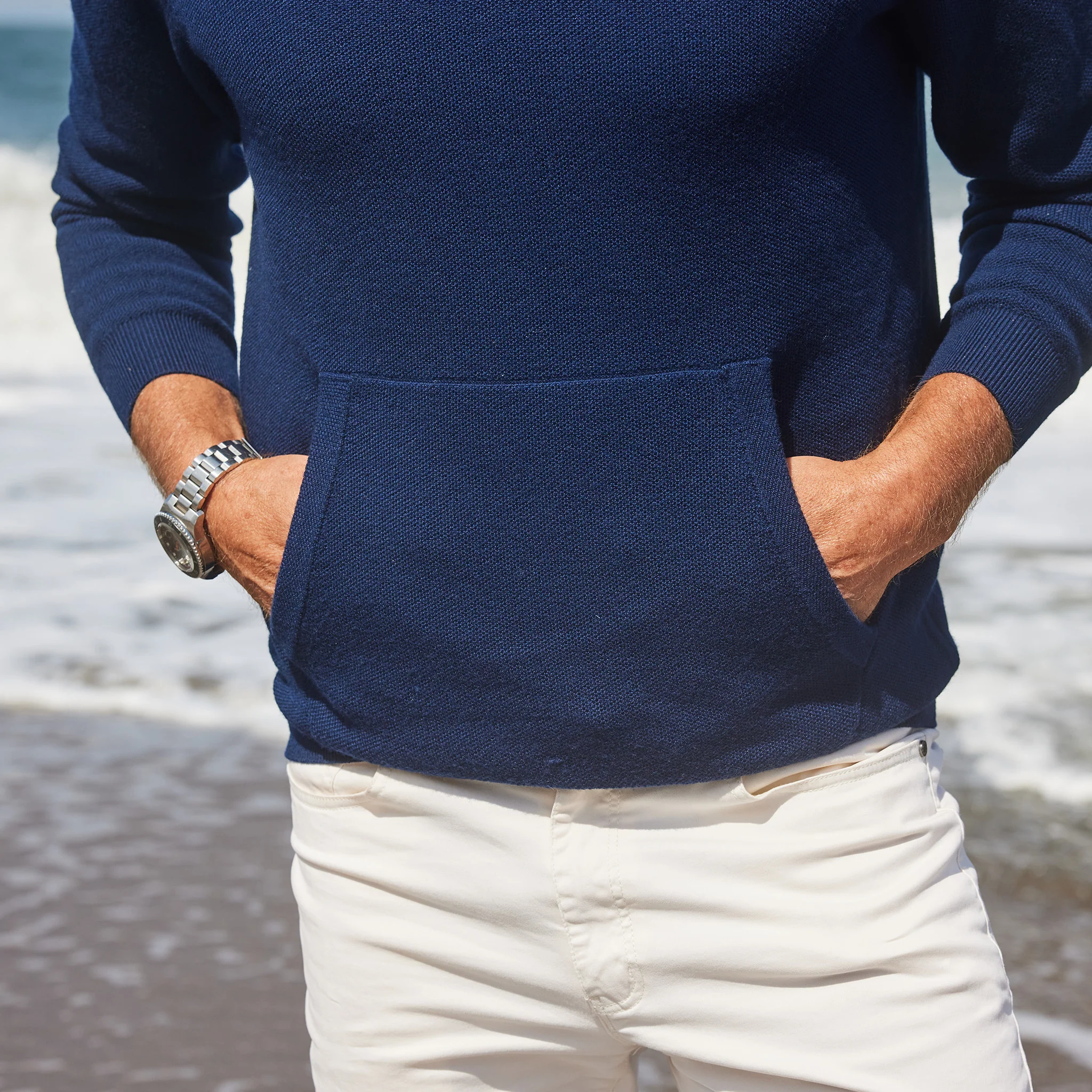 Napoli Pocket Quarter Zip Wool Sweater Navy - Image 3