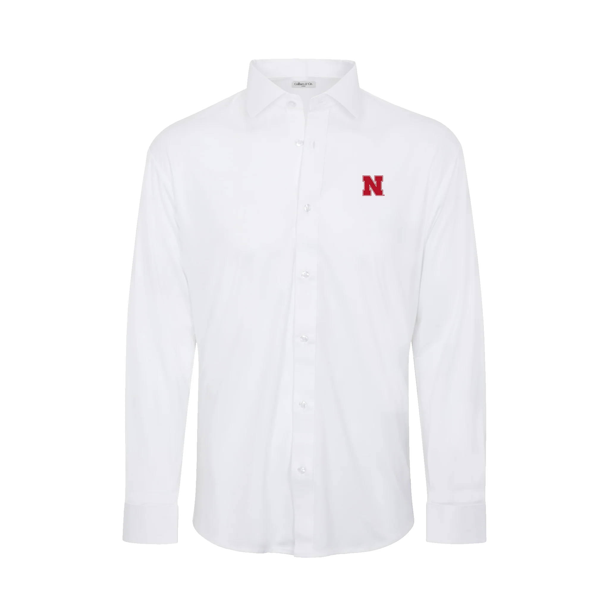 Nebraska Quattro Flex Dress Shirt with Semi-Spread Collar White