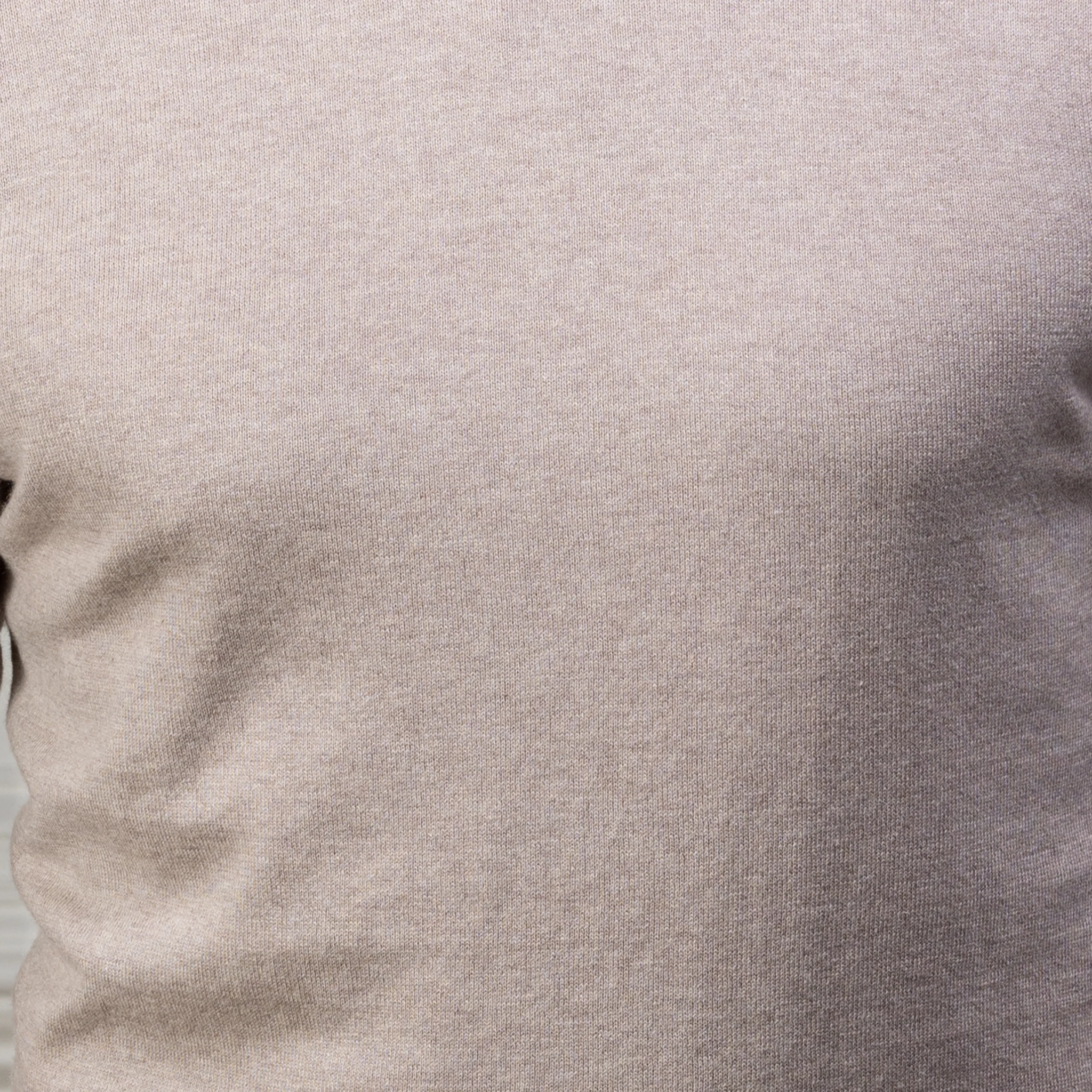 Bellagio Buttonless Long Sleeve Merino Polo Oatmeal - Image 4
