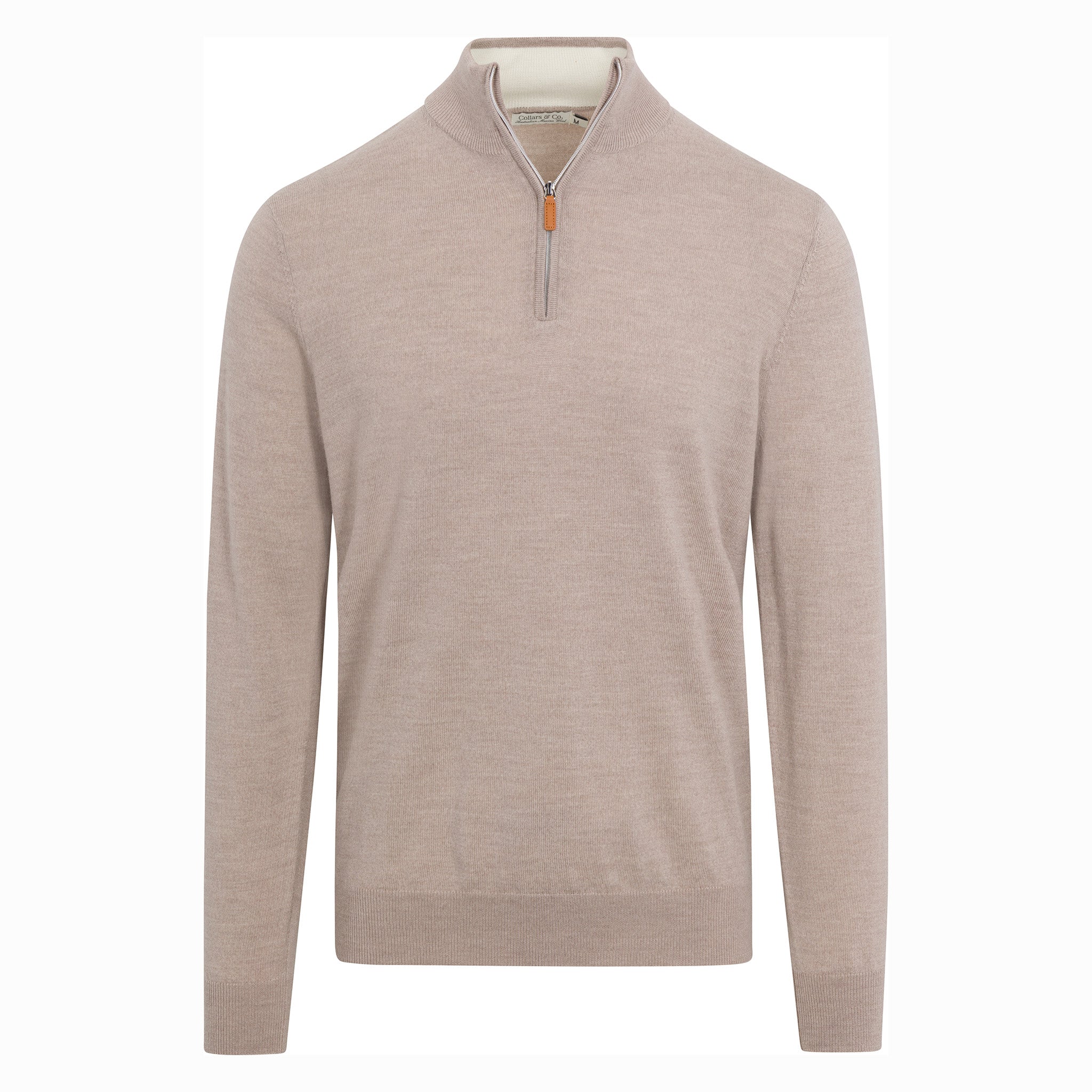Oatmeal Cashmere Touch Australian Merino Quarter Zip Sweater - Image 5