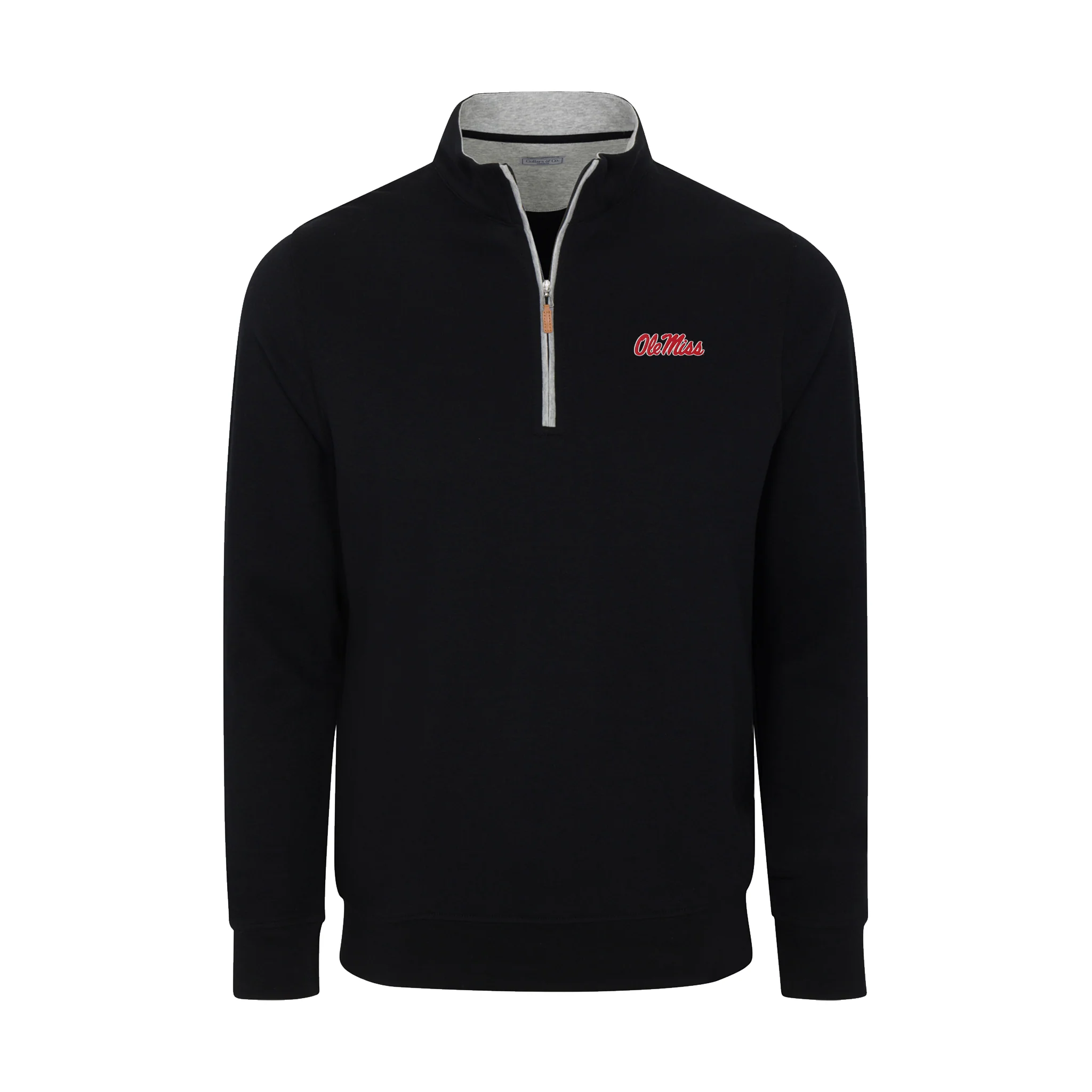 Ole Miss Black Heather Cloud Cotton Quarter Zip Pullover