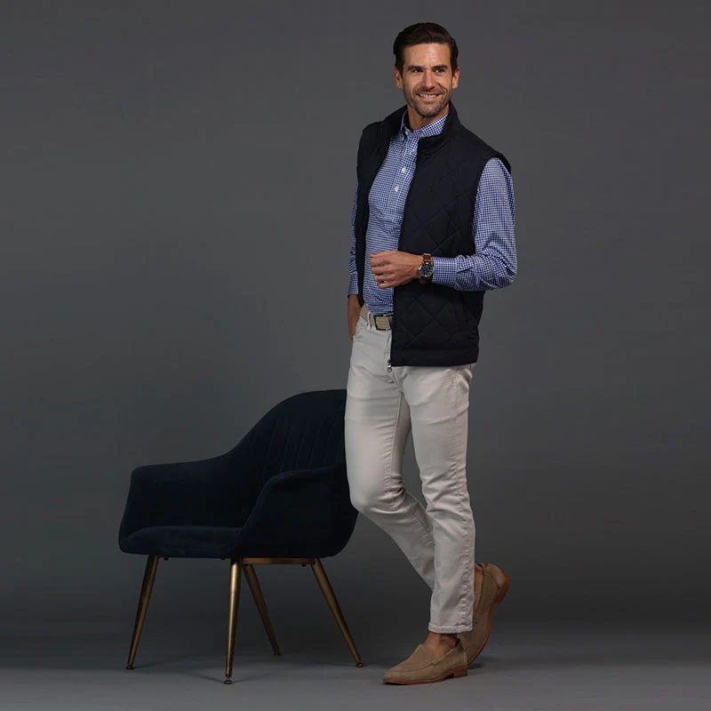 Oxford Button Down Collar Polo Long Sleeve Blue Gingham - Image 5
