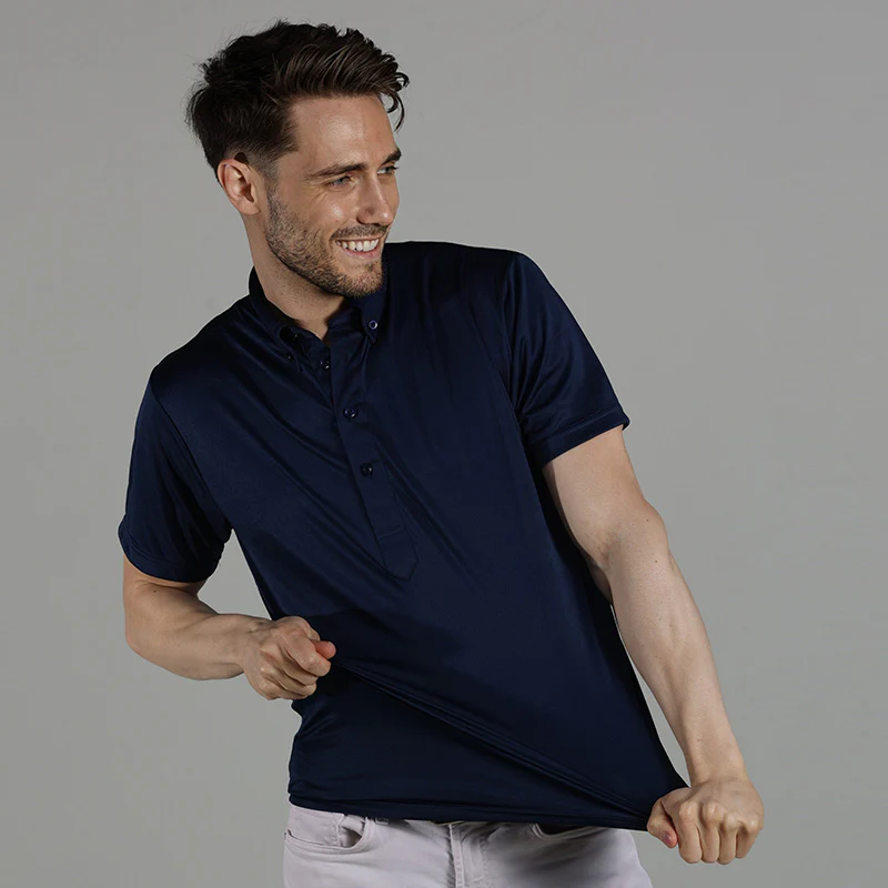 Oxford Button Down Collar Polo Navy Blue - Image 6