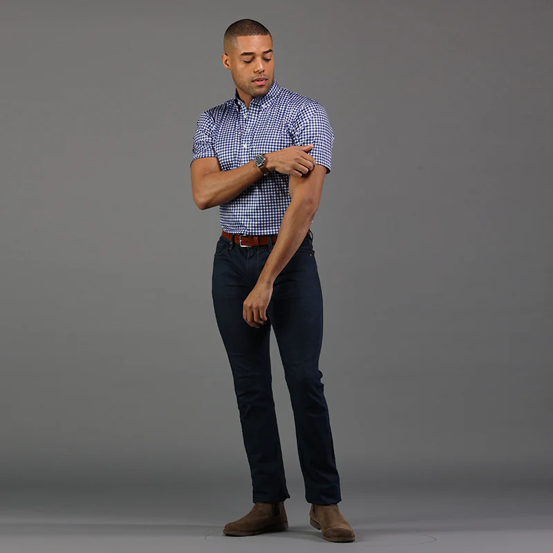 Oxford Button Down Collar Polo Navy Gingham - Image 2