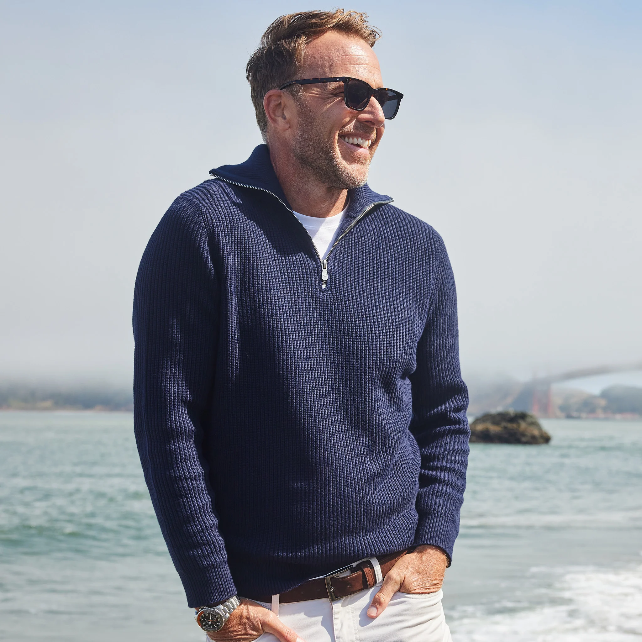 Pacific Quarter Zip Sweater Navy - Image 2