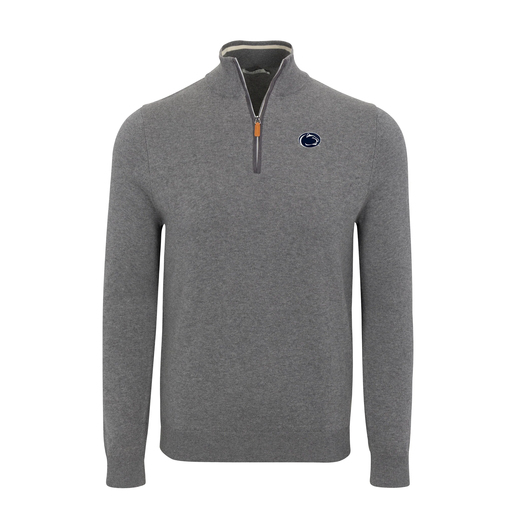 Penn State Grey with Grey Trim Luxury Touch Cotton and Cashmere Quarter Zip Sweater