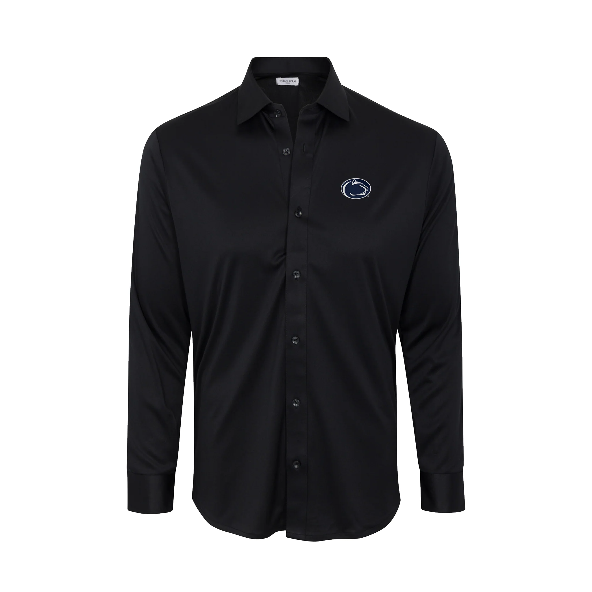 Penn State Quattro Flex Dress Shirt with Semi-Spread Collar Black