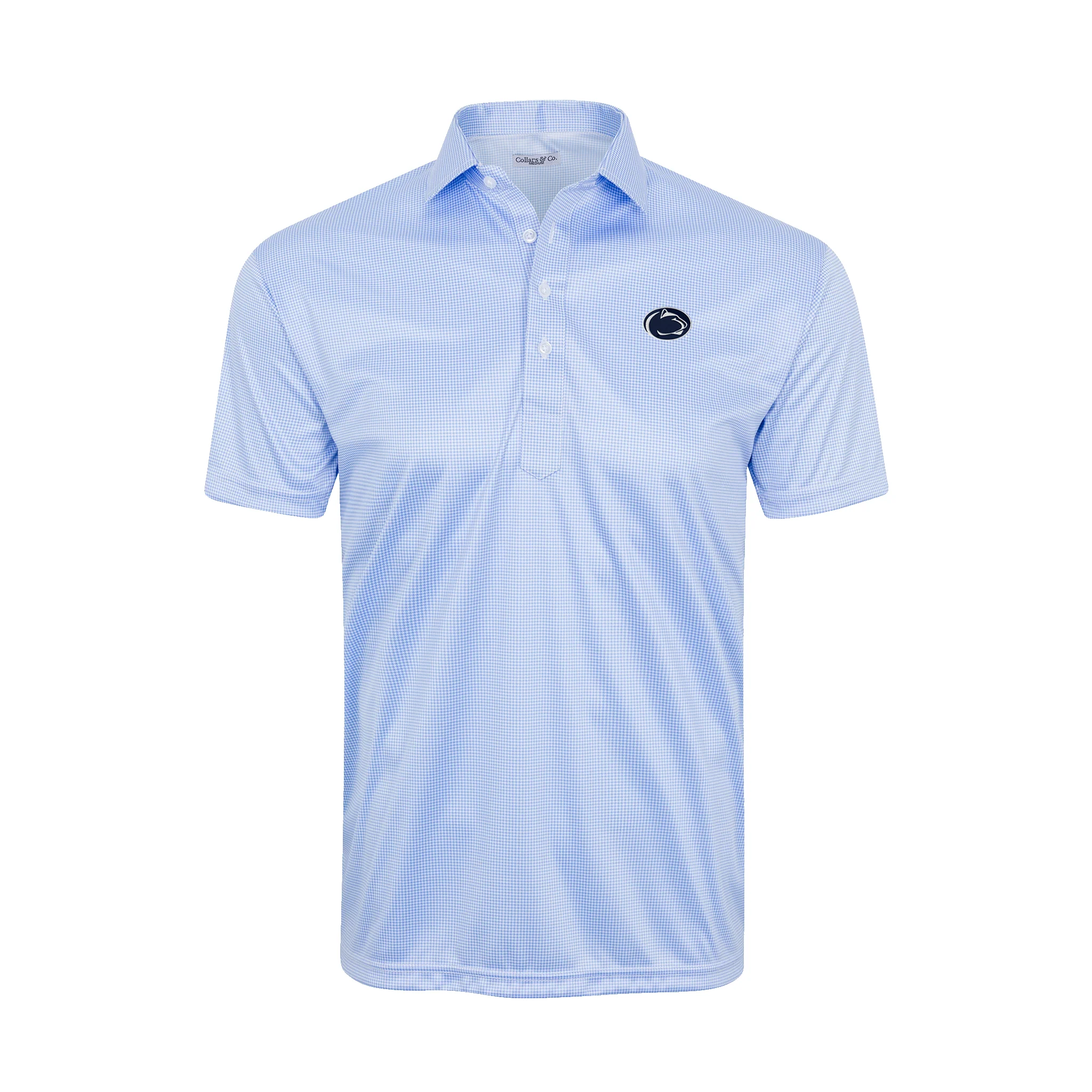Penn State Semi-Spread Collar Polo Blue Houndstooth