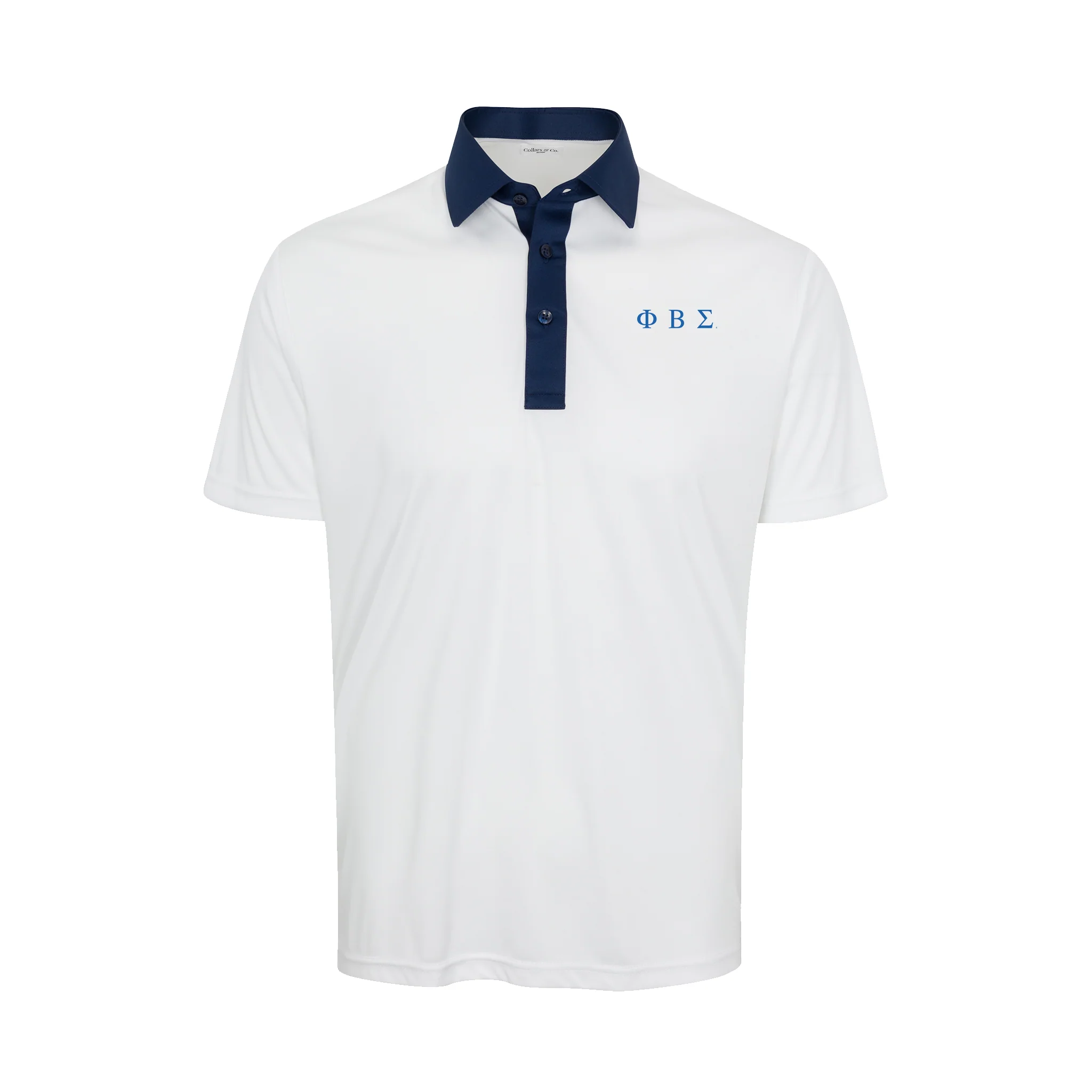 Phi Beta Sigma Semi-Spread Collar Polo Austin White with Navy Accent
