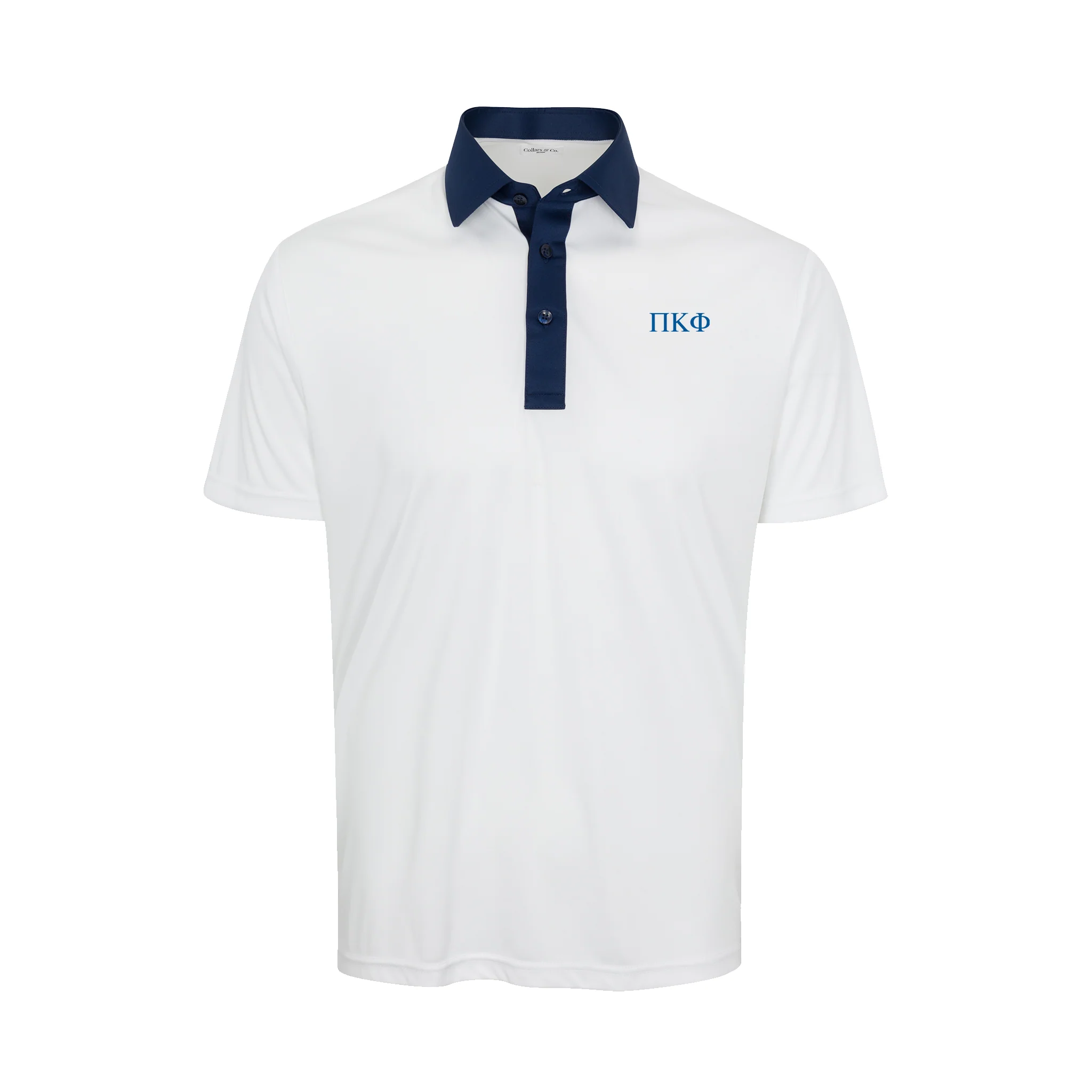 Pi Kappa Phi Semi-Spread Collar Polo Austin White with Navy Accent