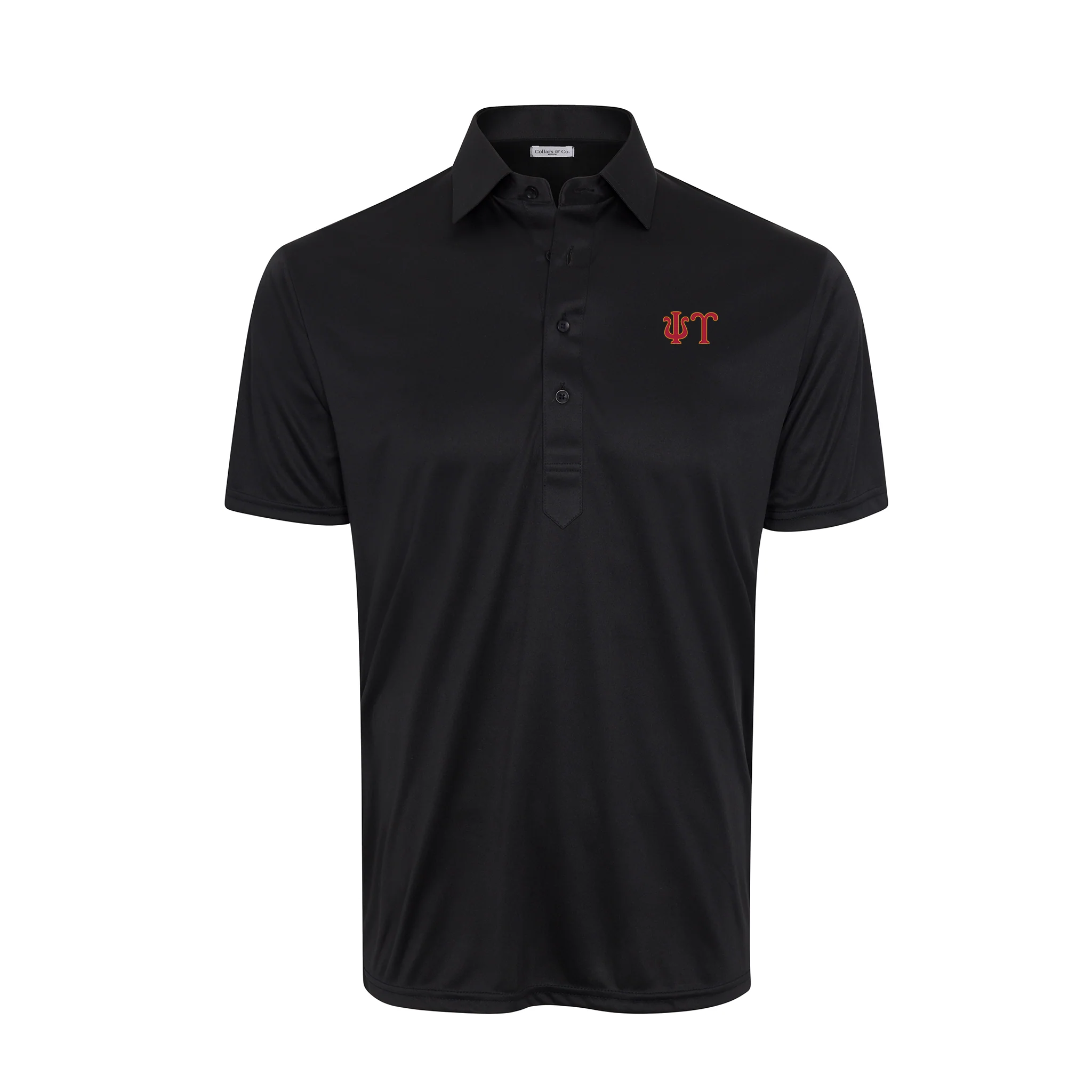 Psi Upsilon Semi-Spread Collar Polo Black
