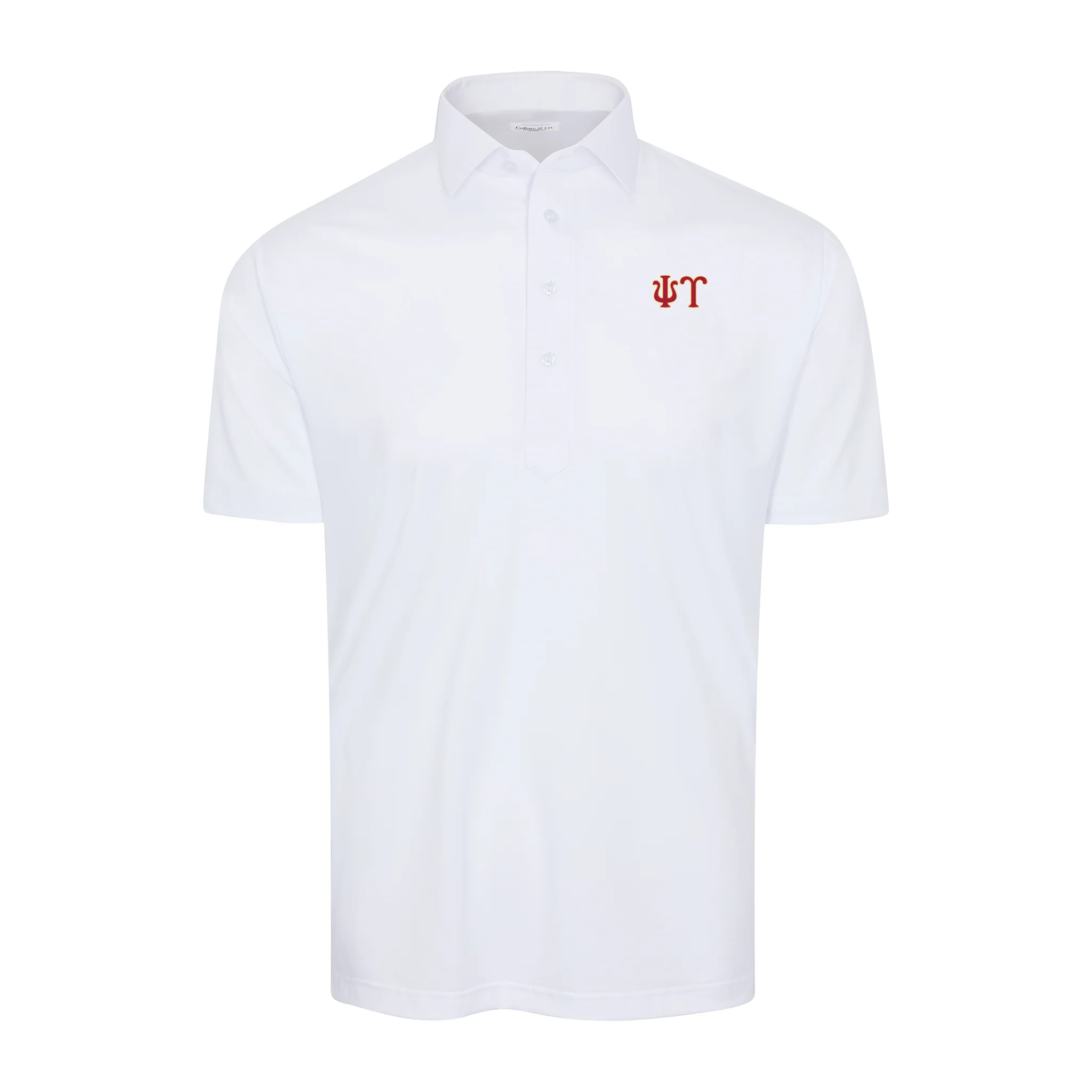 Psi Upsilon Semi-Spread Collar Polo White