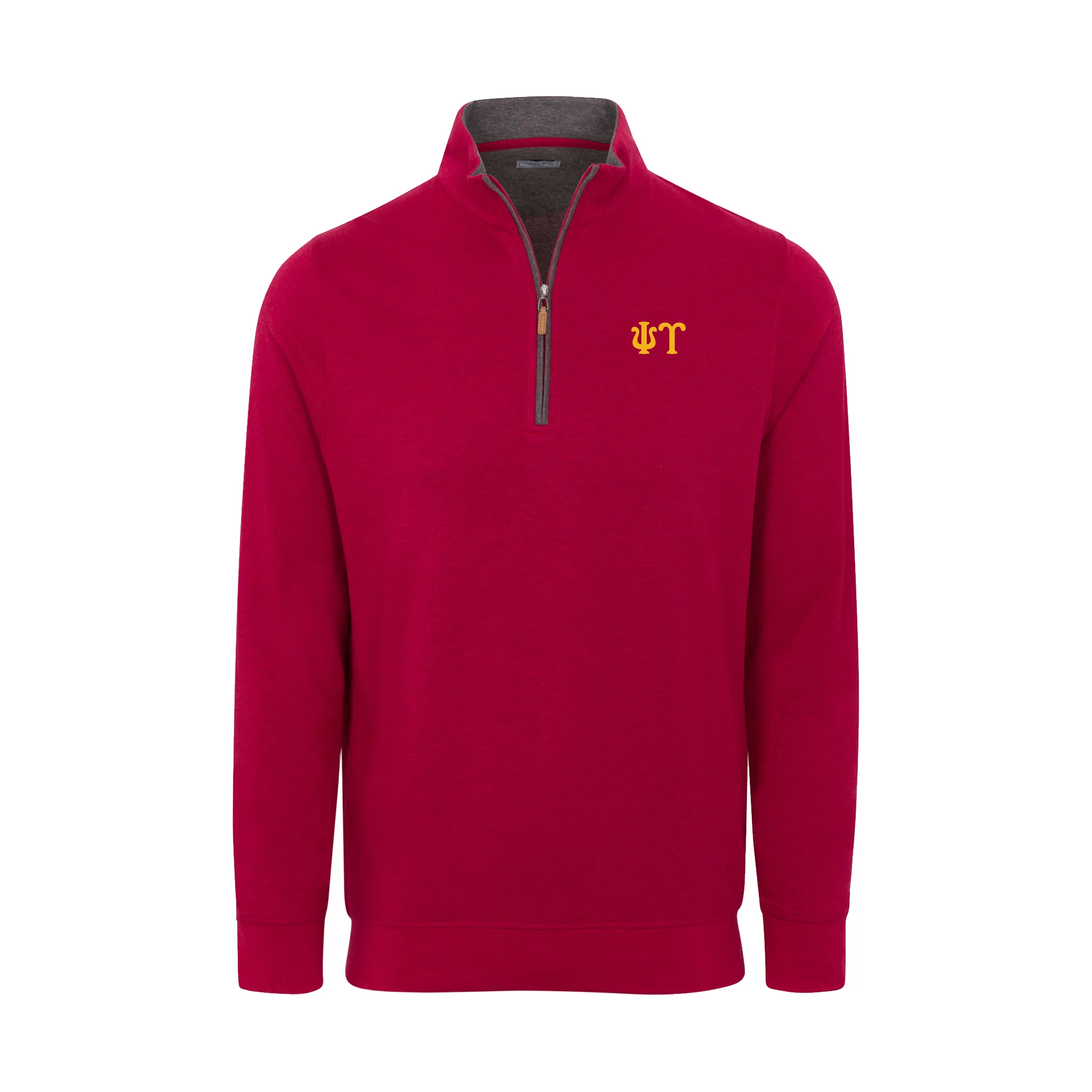 Psi Upsilon Red Heather Cloud Cotton Quarter Zip Pullover