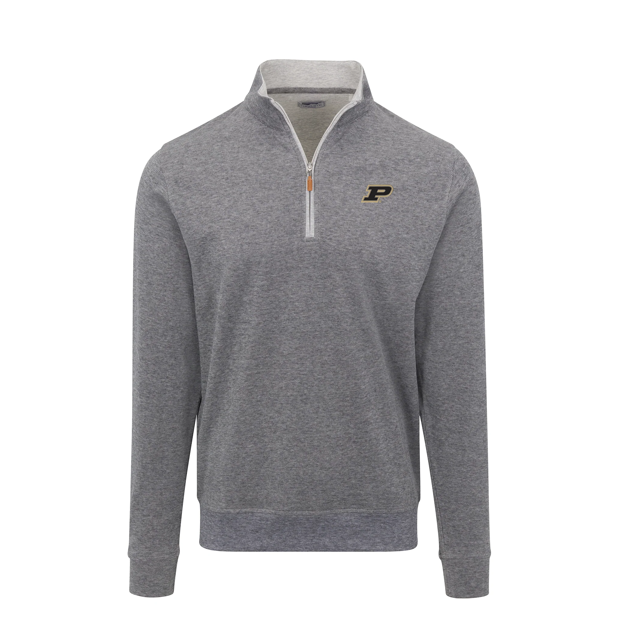Purdue Custom Cloud Textured Quarter Zip Pullover Granite