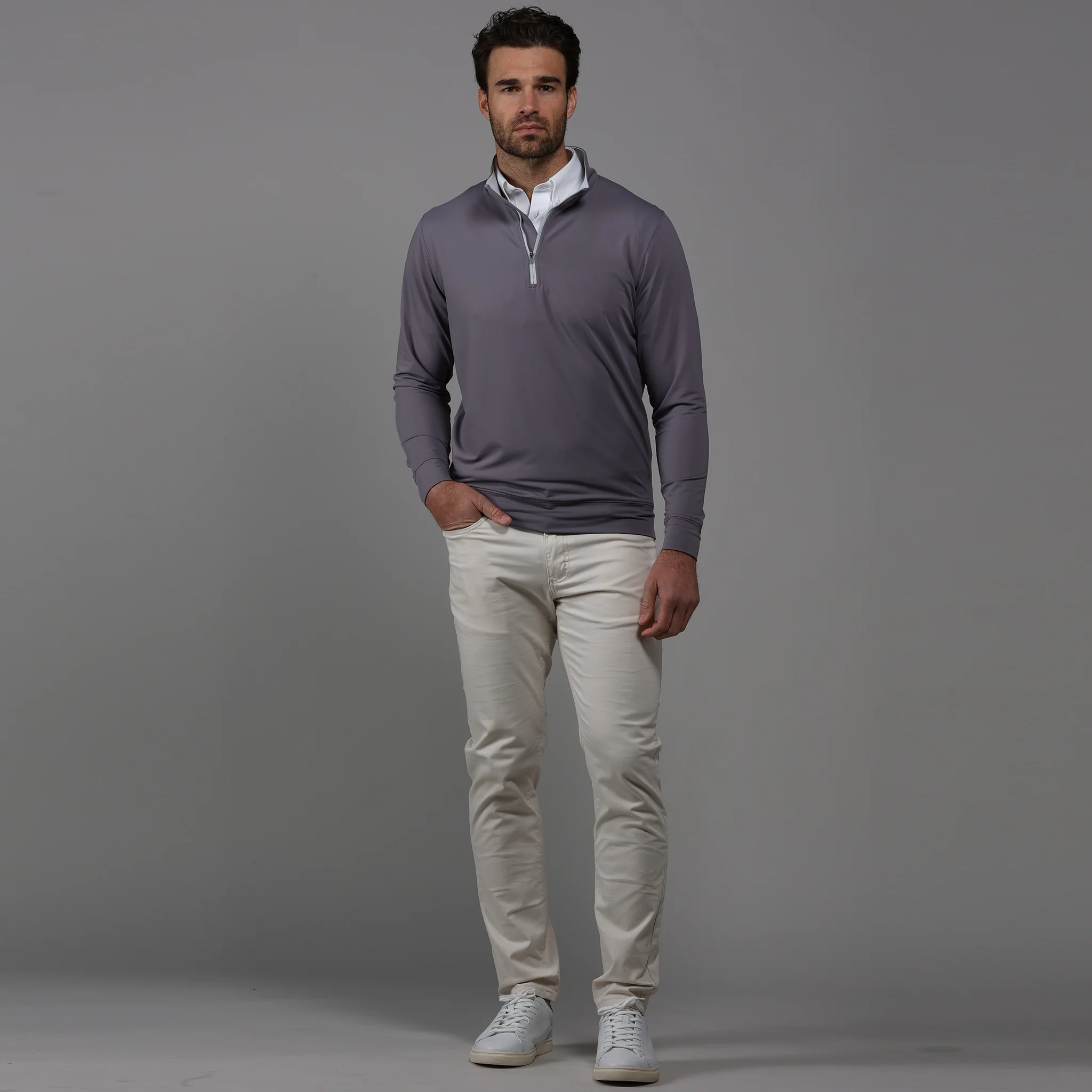 Quarry Grey Tour Performance Men's Golf Quarter Zip Pullover - Image 4
