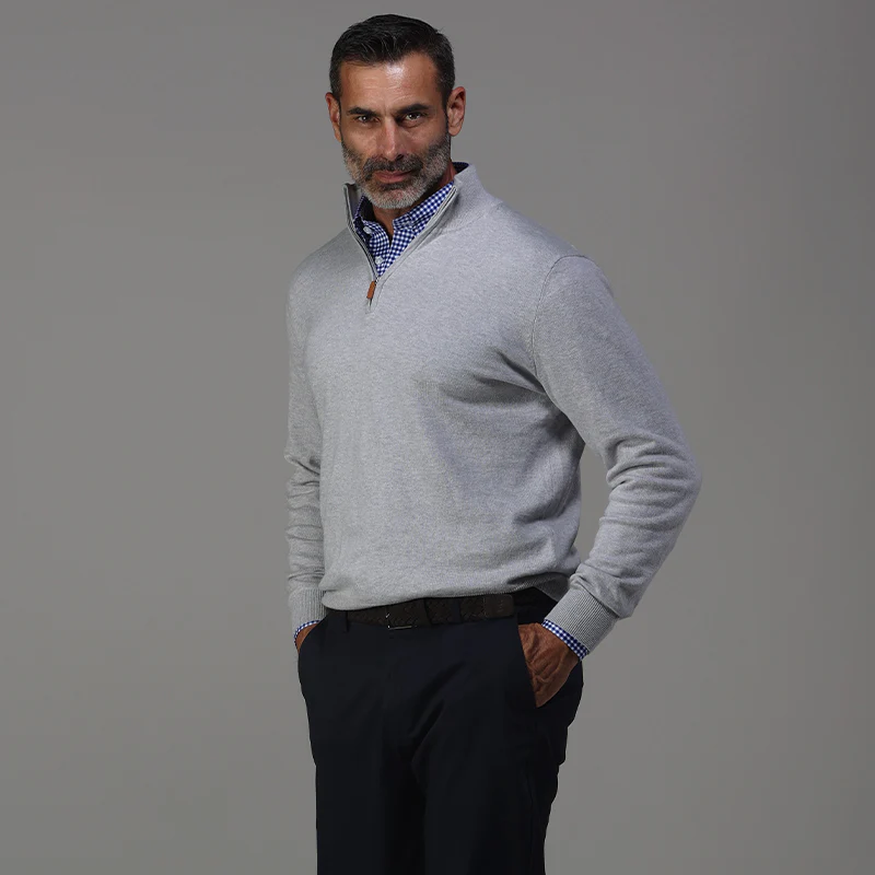 Quattro Flex Dress Shirt with Button Down Collar Blue Gingham - Image 5