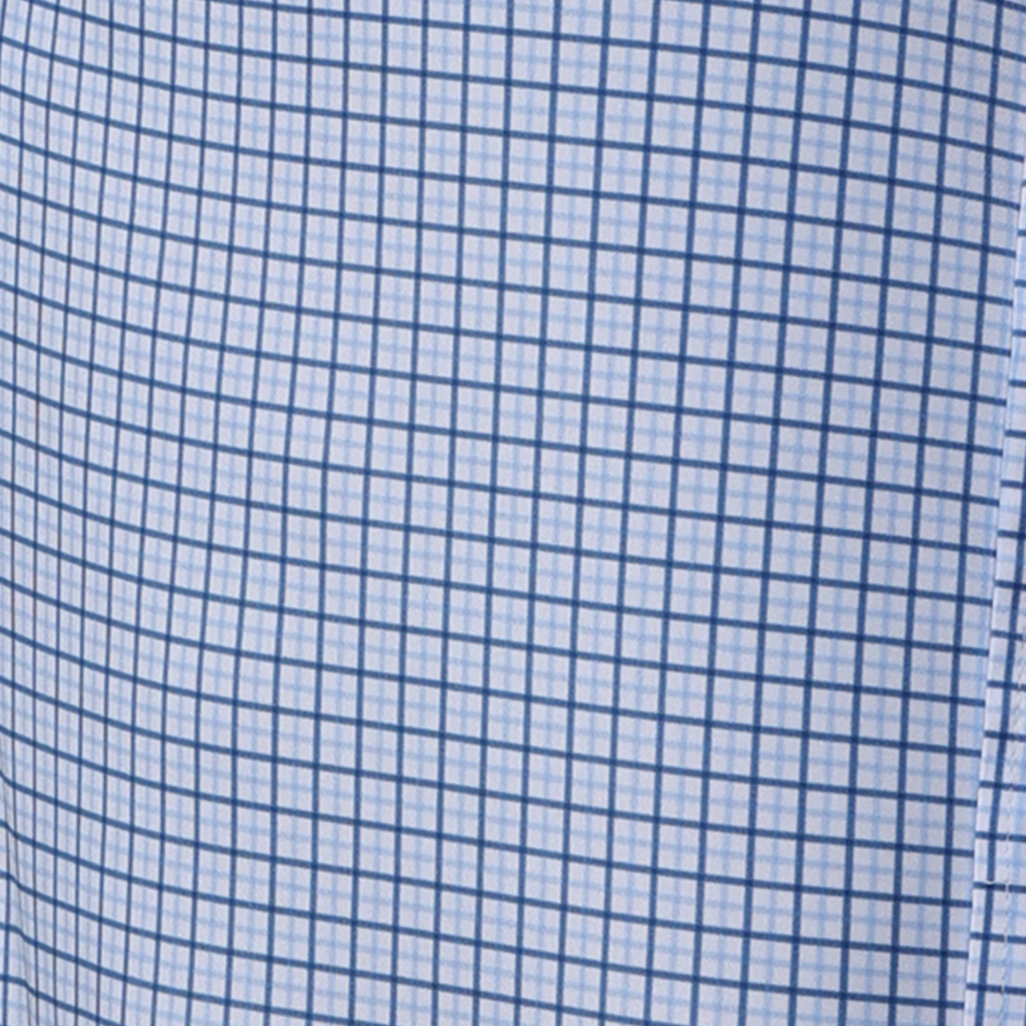 Quattro Flex Dress Shirt with Semi-Spread Collar Blue Tattersall - Image 6