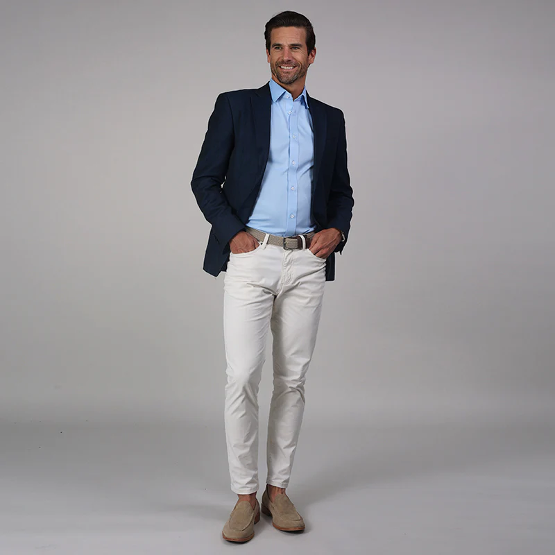 Quattro Flex Dress Shirt with Semi-Spread Collar Sky Blue - Image 6
