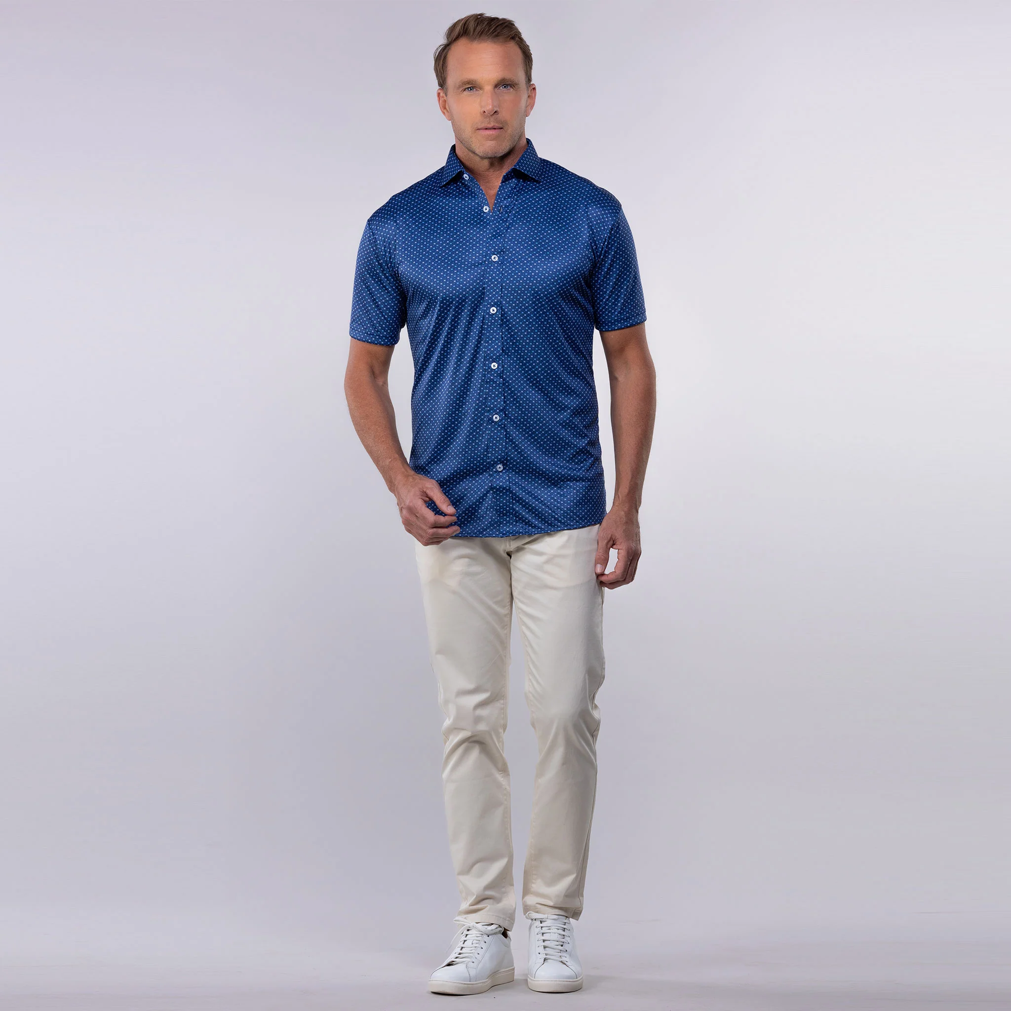 Quattro Flex Short Sleeve Button Down Los Cabos Blue Star - Image 4