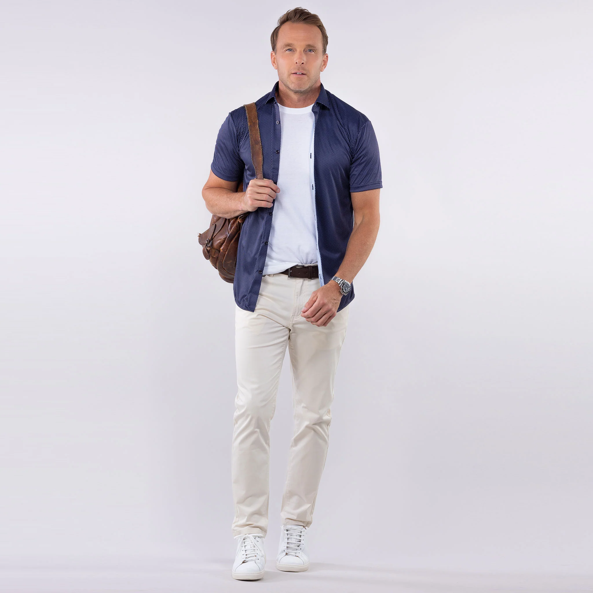 Quattro Flex Short Sleeve Button Down Midnight Micro Dot - Image 7