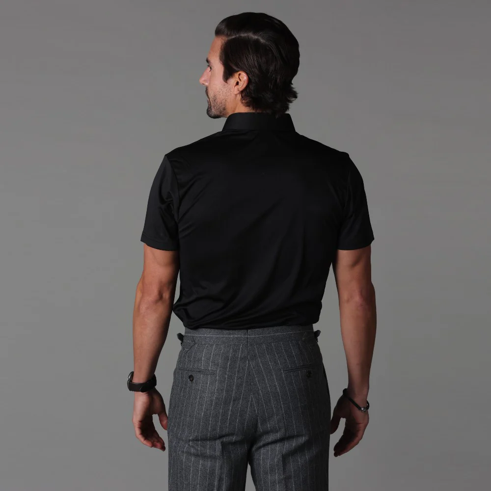 Semi-Spread Collar Polo Black - Image 3